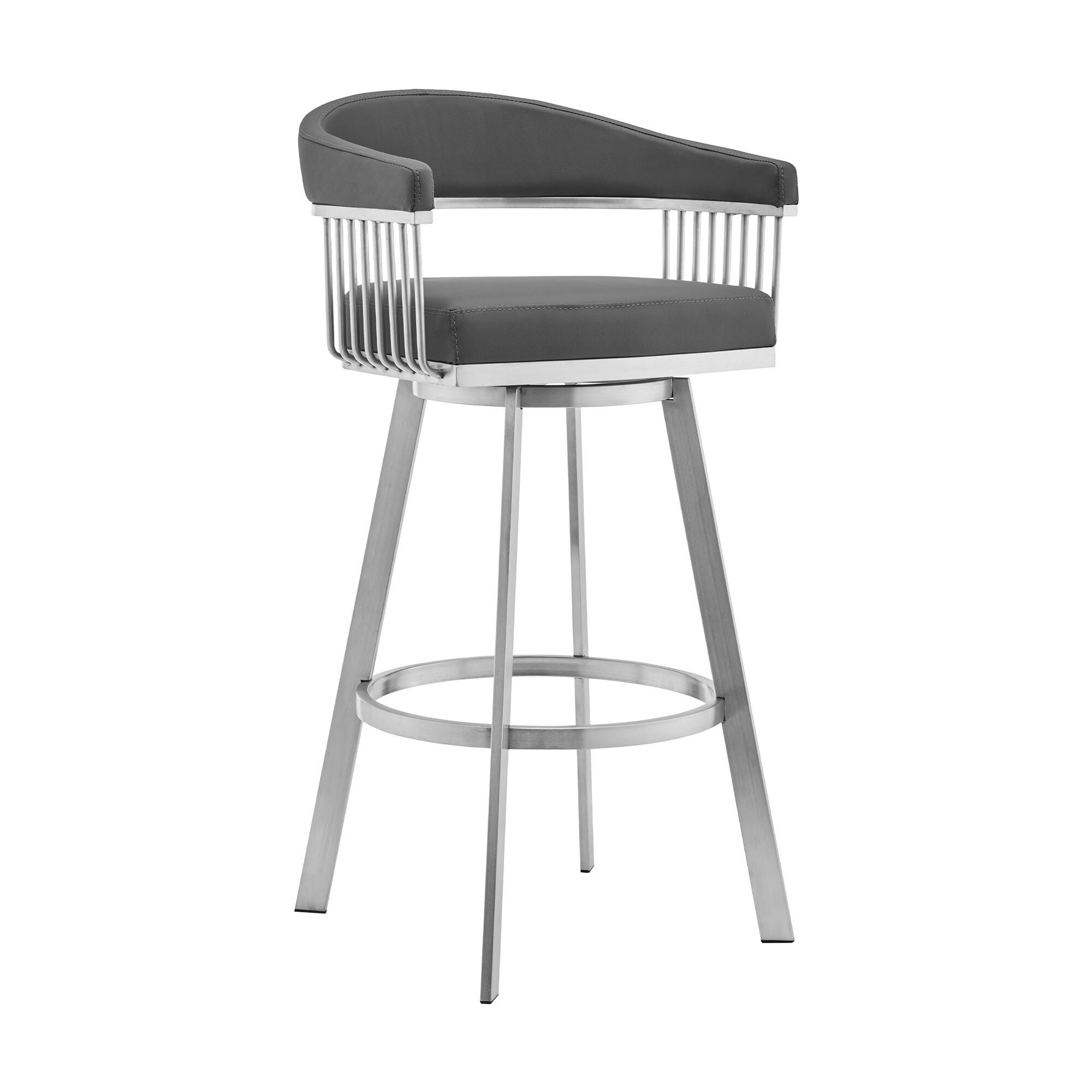Naomi and Chelsea Counter Height Dining Table and 4 Barstools Set, Gray/Stainless, large