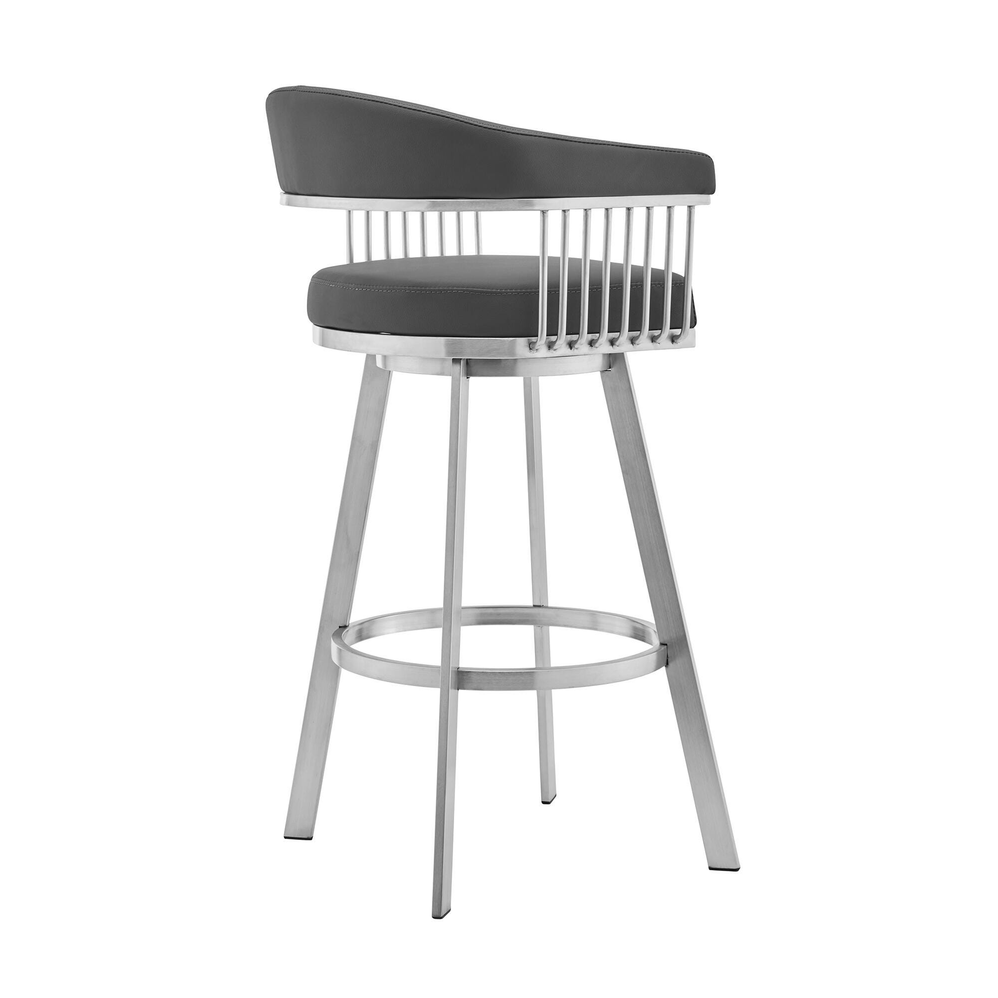 Naomi and Chelsea Counter Height Dining Table and 4 Barstools Set, Gray/Stainless, large