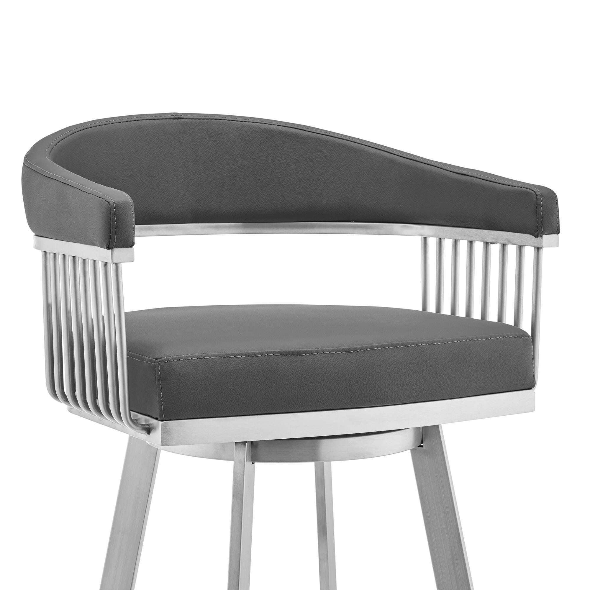 Naomi and Chelsea Counter Height Dining Table and 4 Barstools Set, Gray/Stainless, large