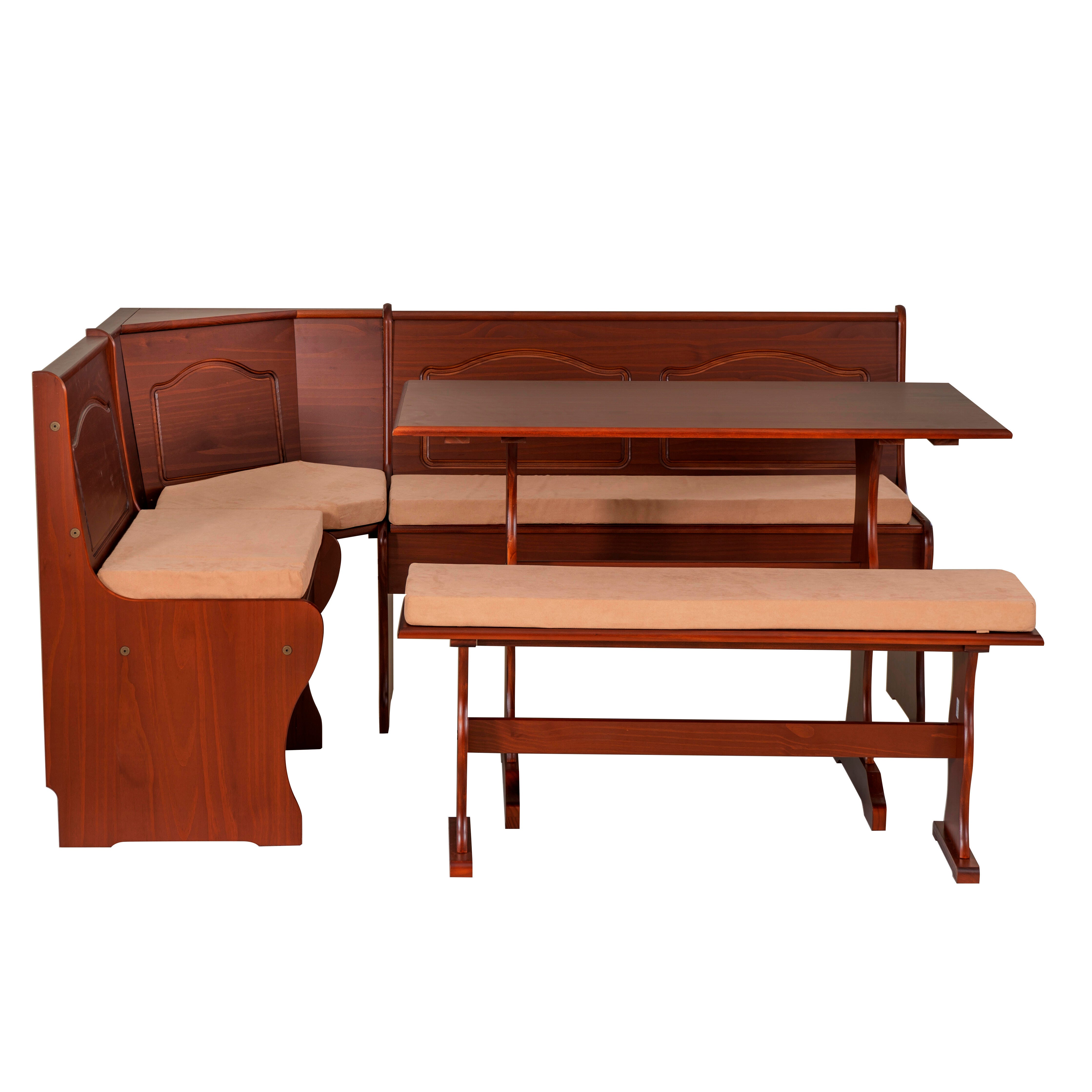 Linon Hanah Nook with Cushion Set, Walnut, large