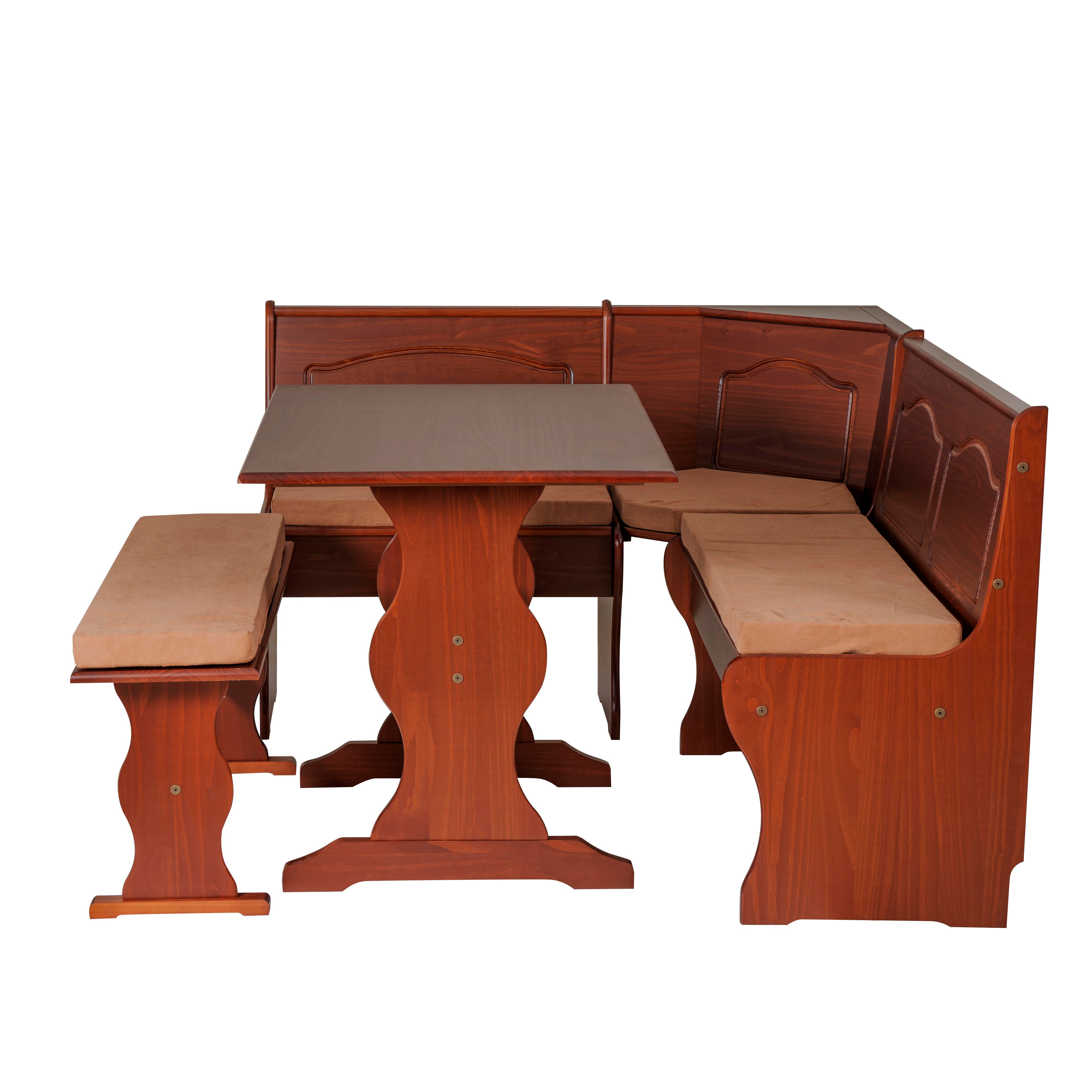 Linon Hanah Nook with Cushion Set, Walnut, large