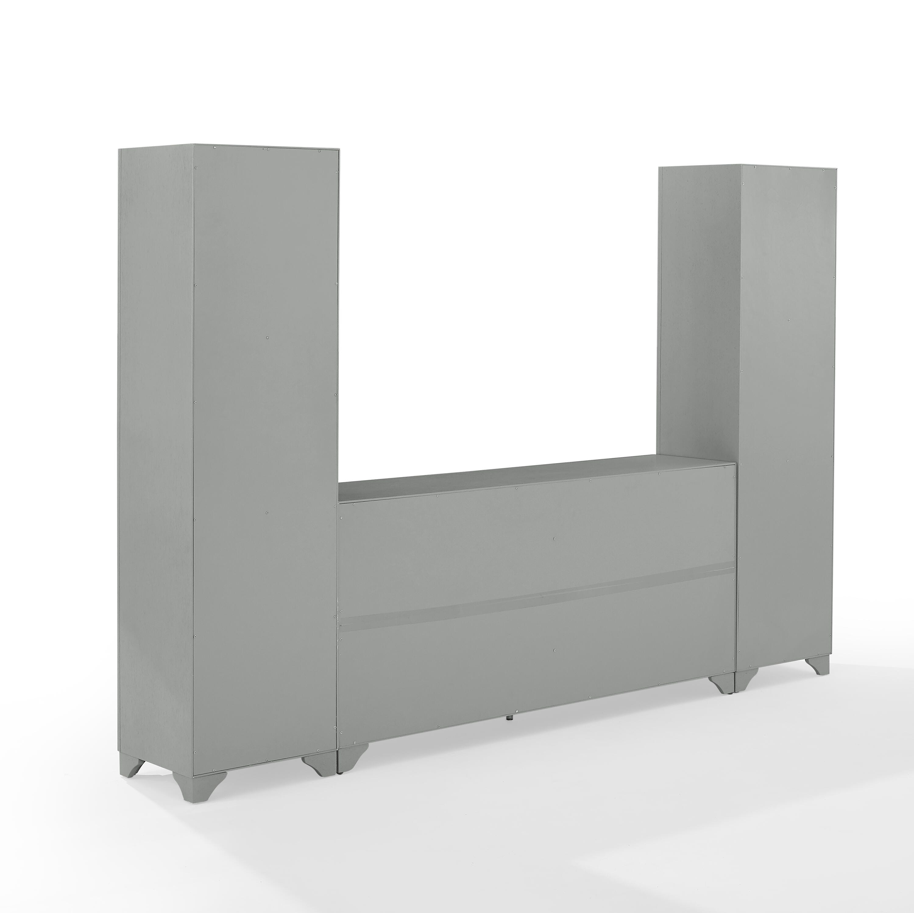 Crosley Furniture Tara Sideboard And Bookcase Set, Distressed Gray, large