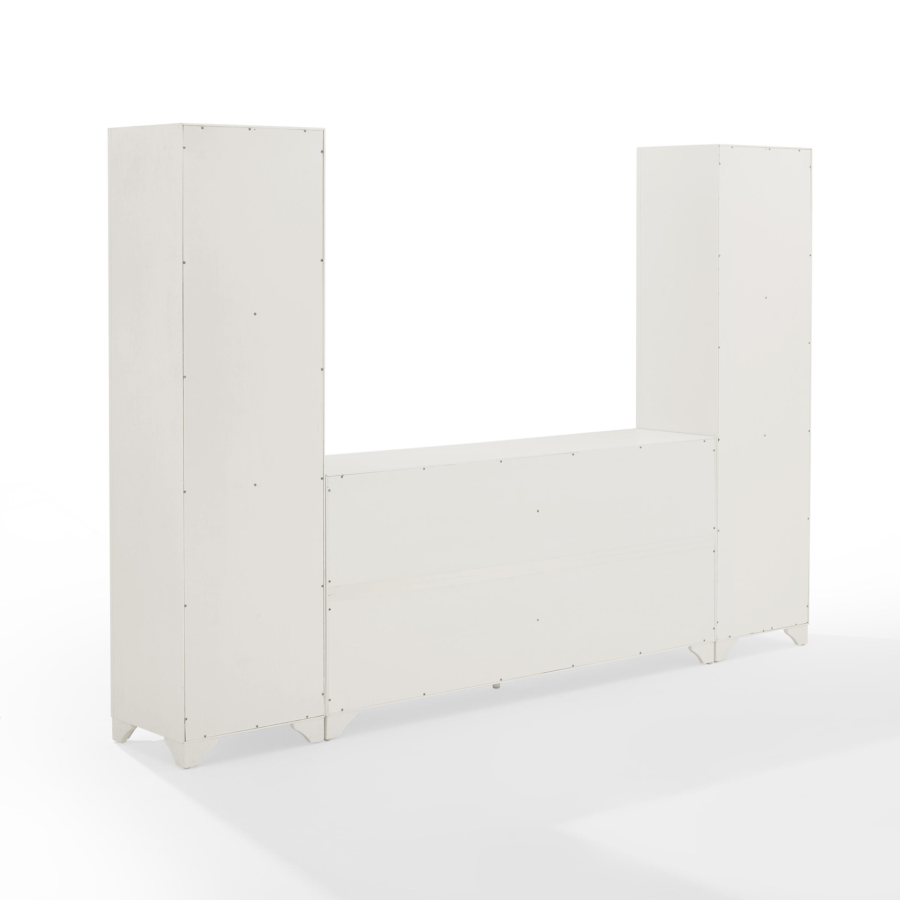Crosley Furniture Tara Sideboard And Bookcase Set, Distressed White, large