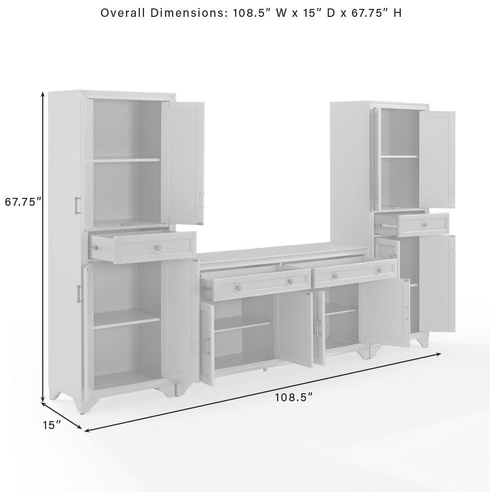 Crosley Furniture Tara Sideboard And Pantry Set, Distressed Gray, large