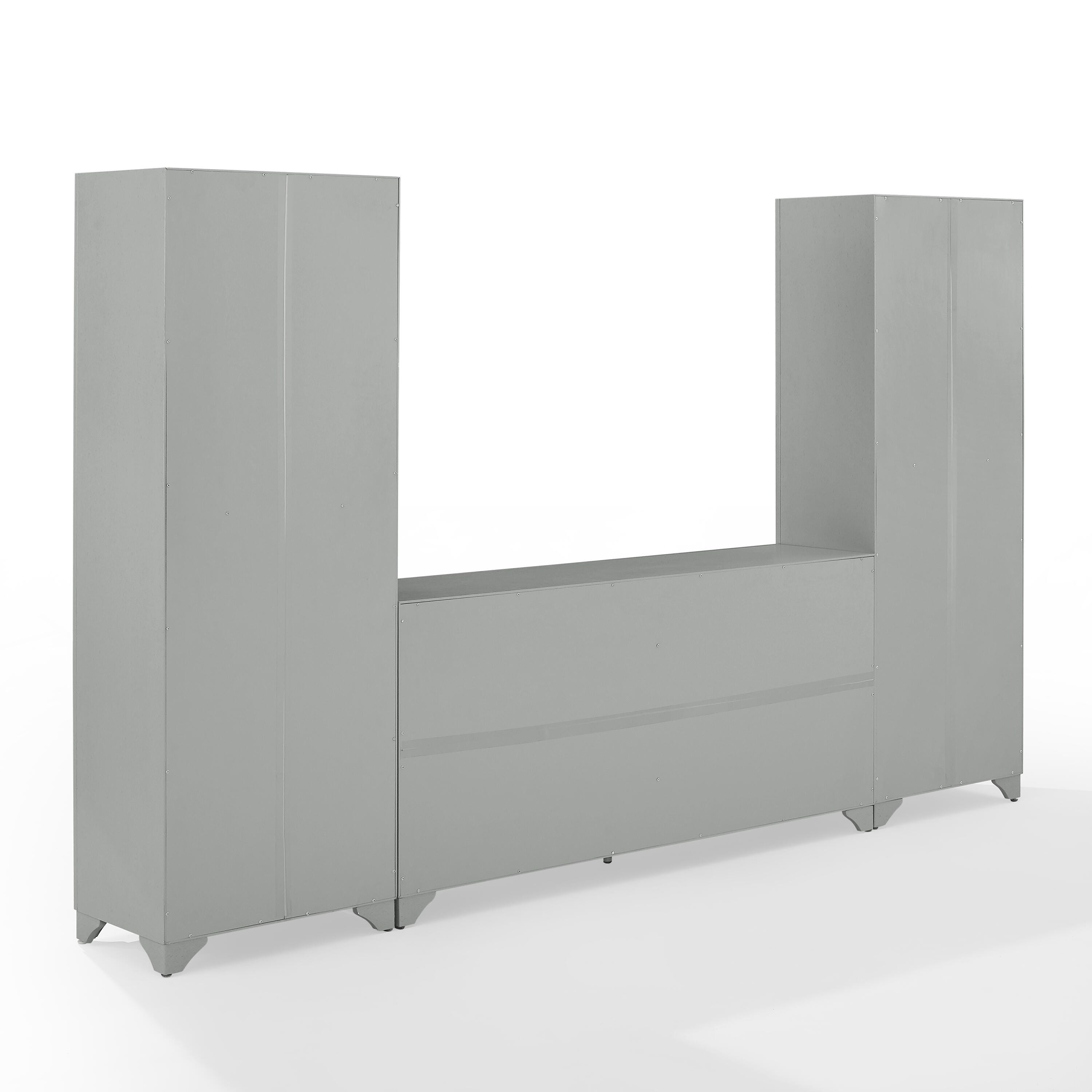 Crosley Furniture Tara Sideboard And Pantry Set, Distressed Gray, large