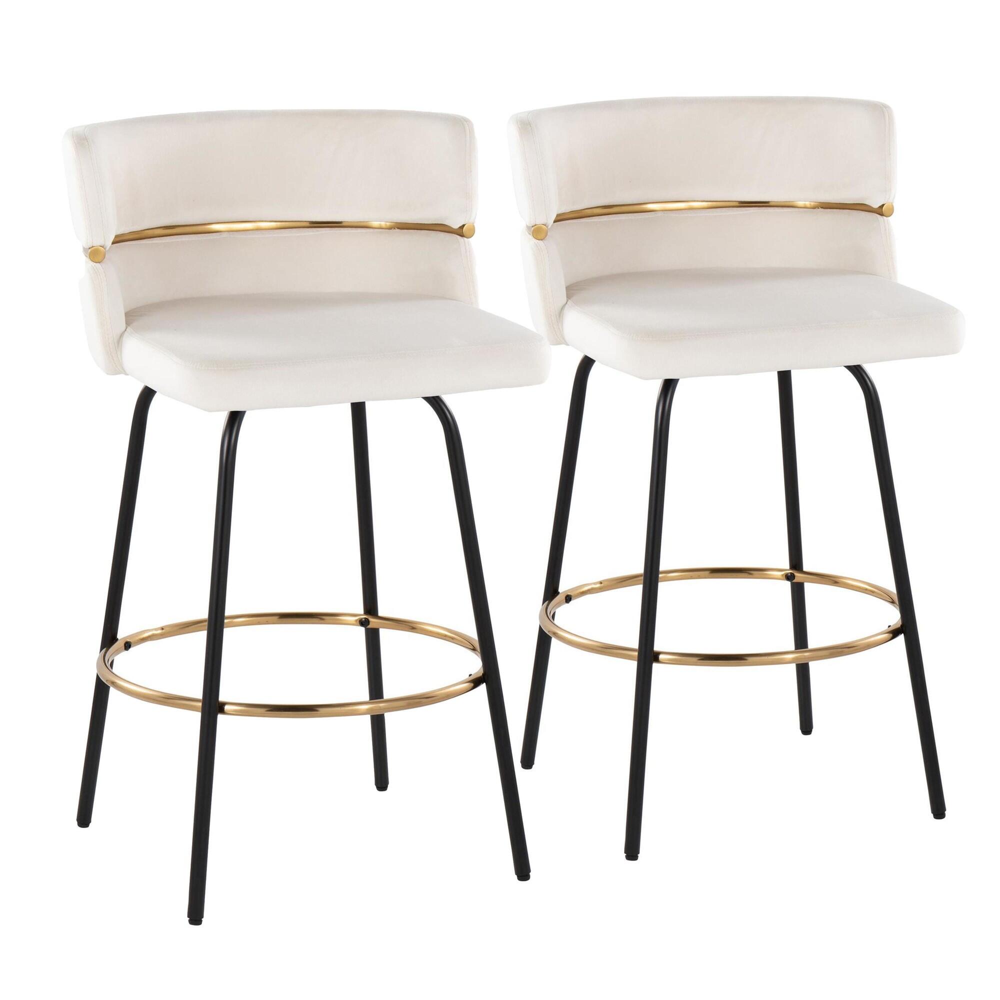 LumiSource Cinch Counter Stool (Set of 2), Cream, large