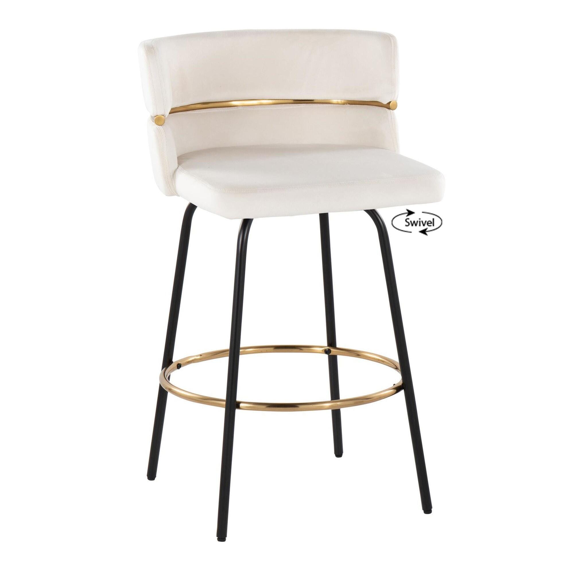 LumiSource Cinch Counter Stool (Set of 2), Cream, large