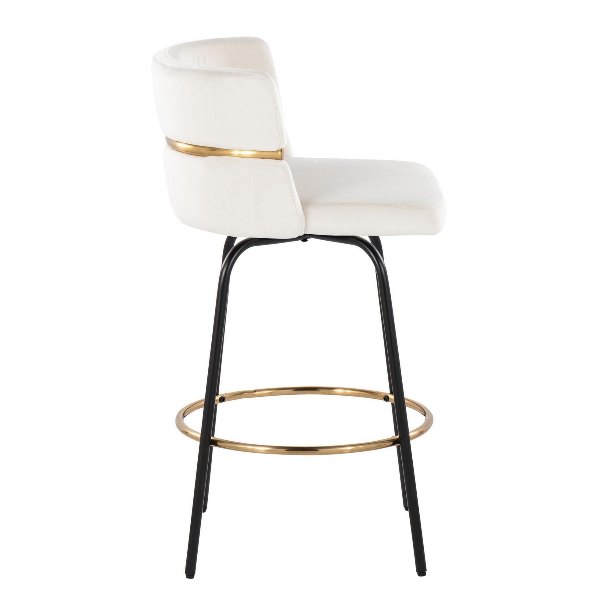 LumiSource Cinch Counter Stool (Set of 2), Cream, large