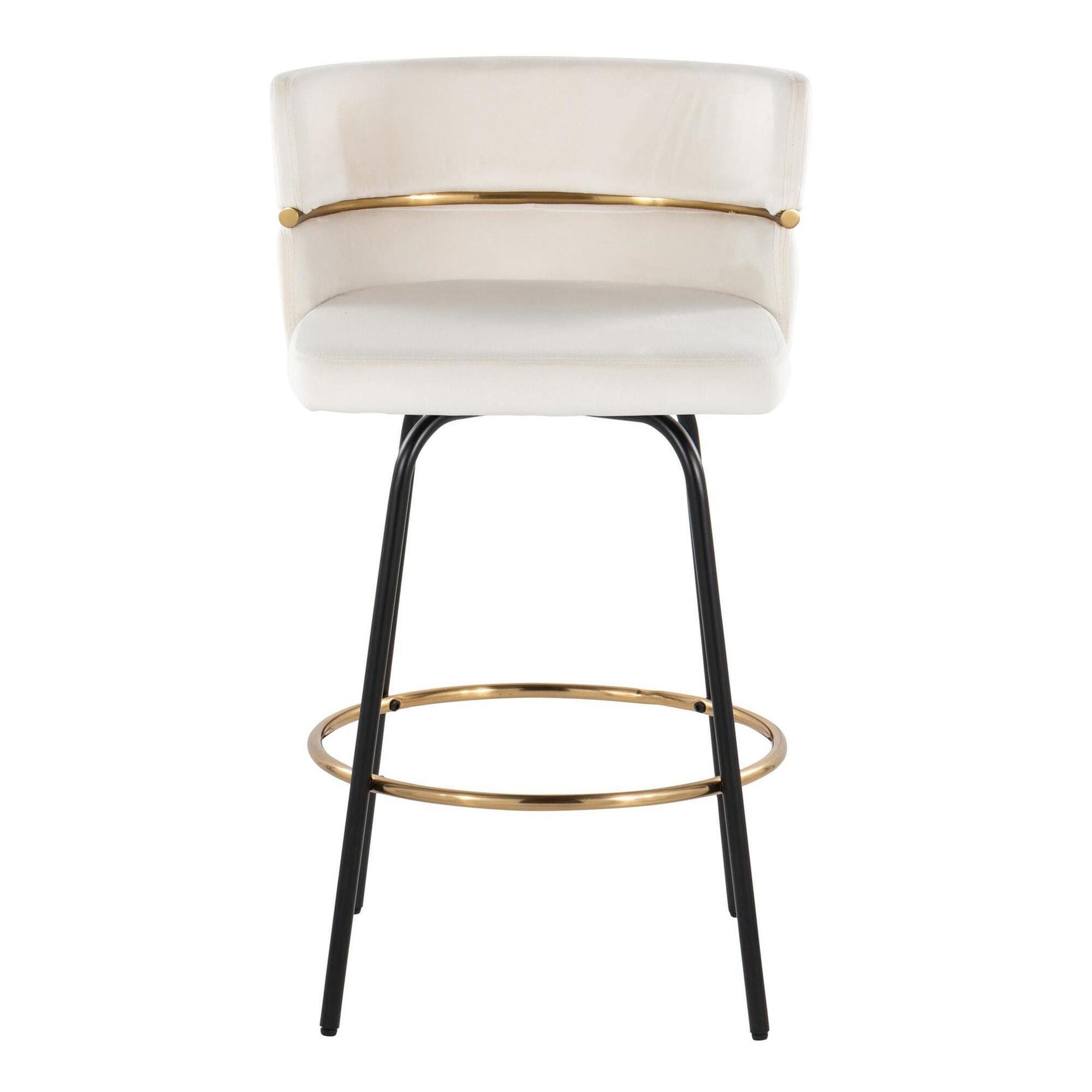 LumiSource Cinch Counter Stool (Set of 2), Cream, large
