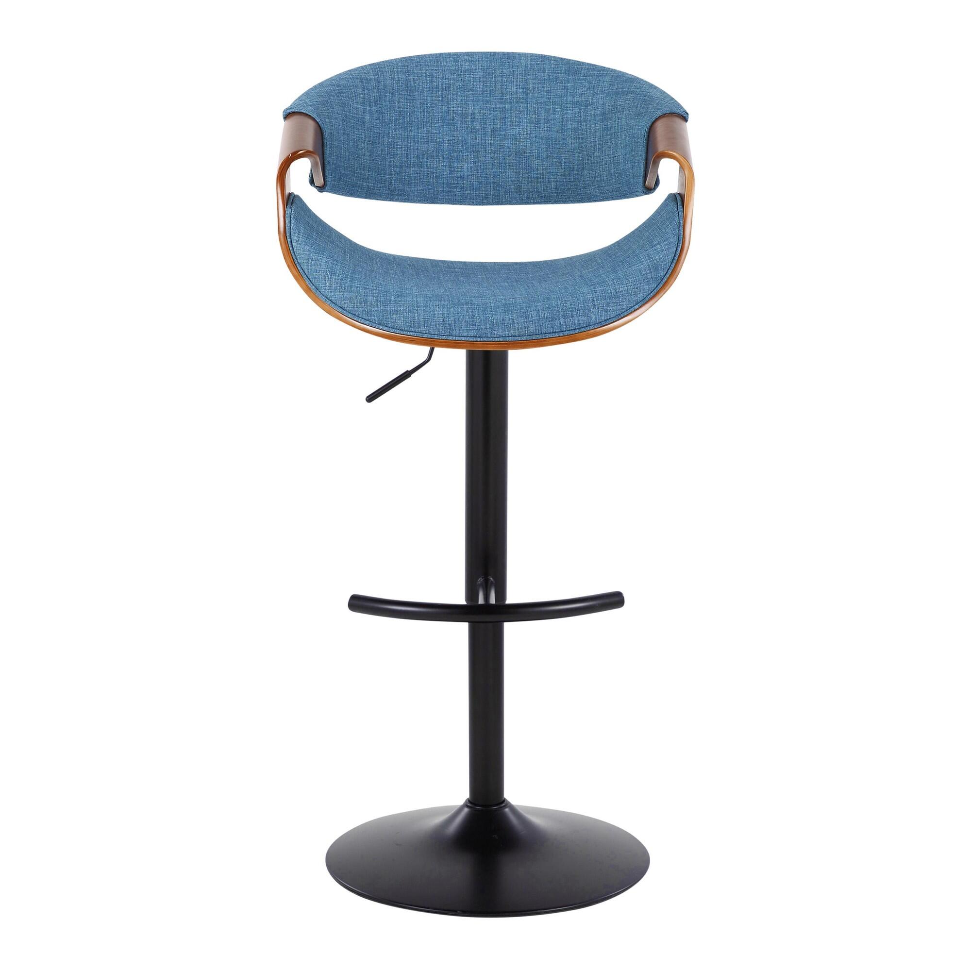 LumiSource Curvo Adjustable Barstool (Set of 2), Blue/Black, large