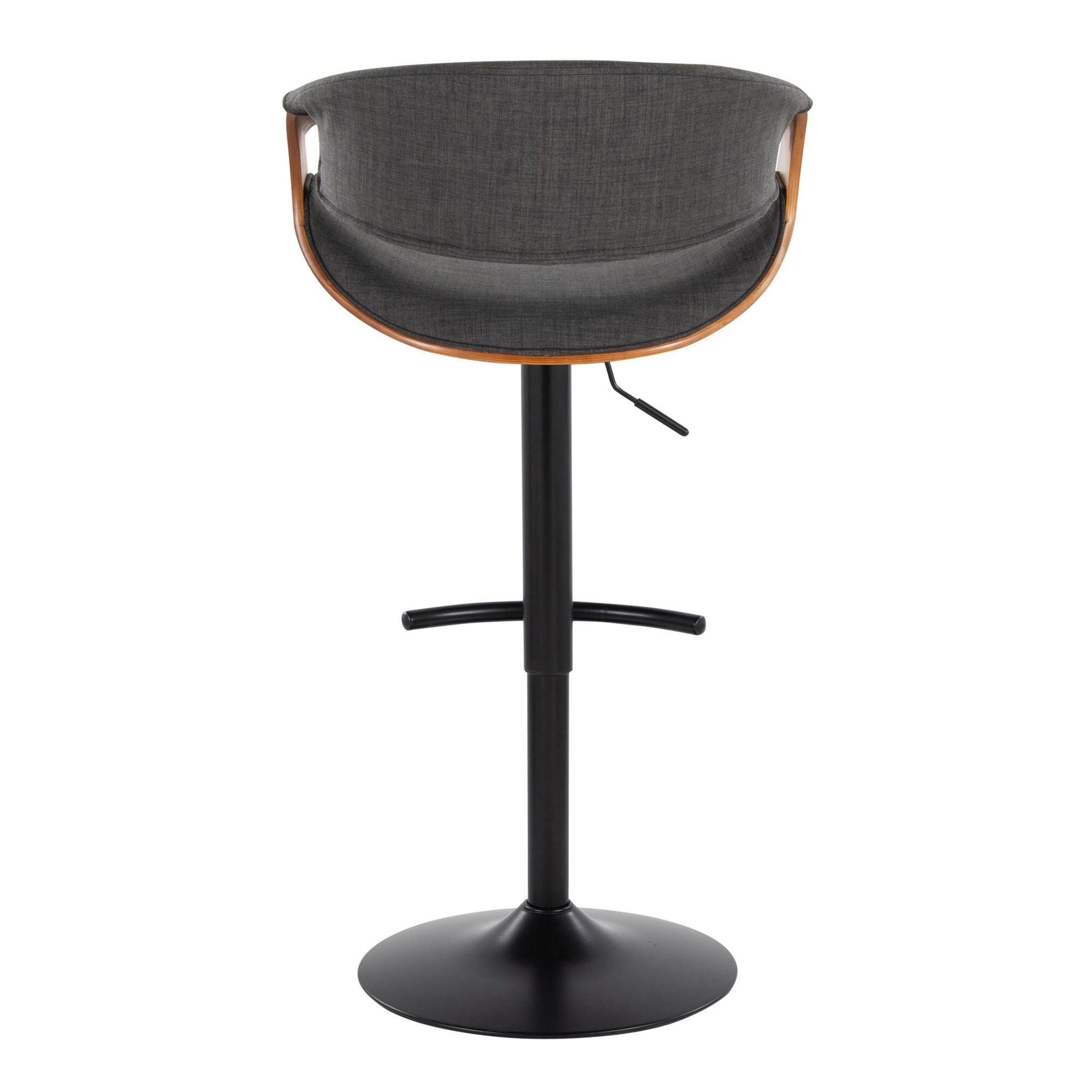LumiSource Curvo Adjustable Barstool (Set of 2), Charcoal/Black, large