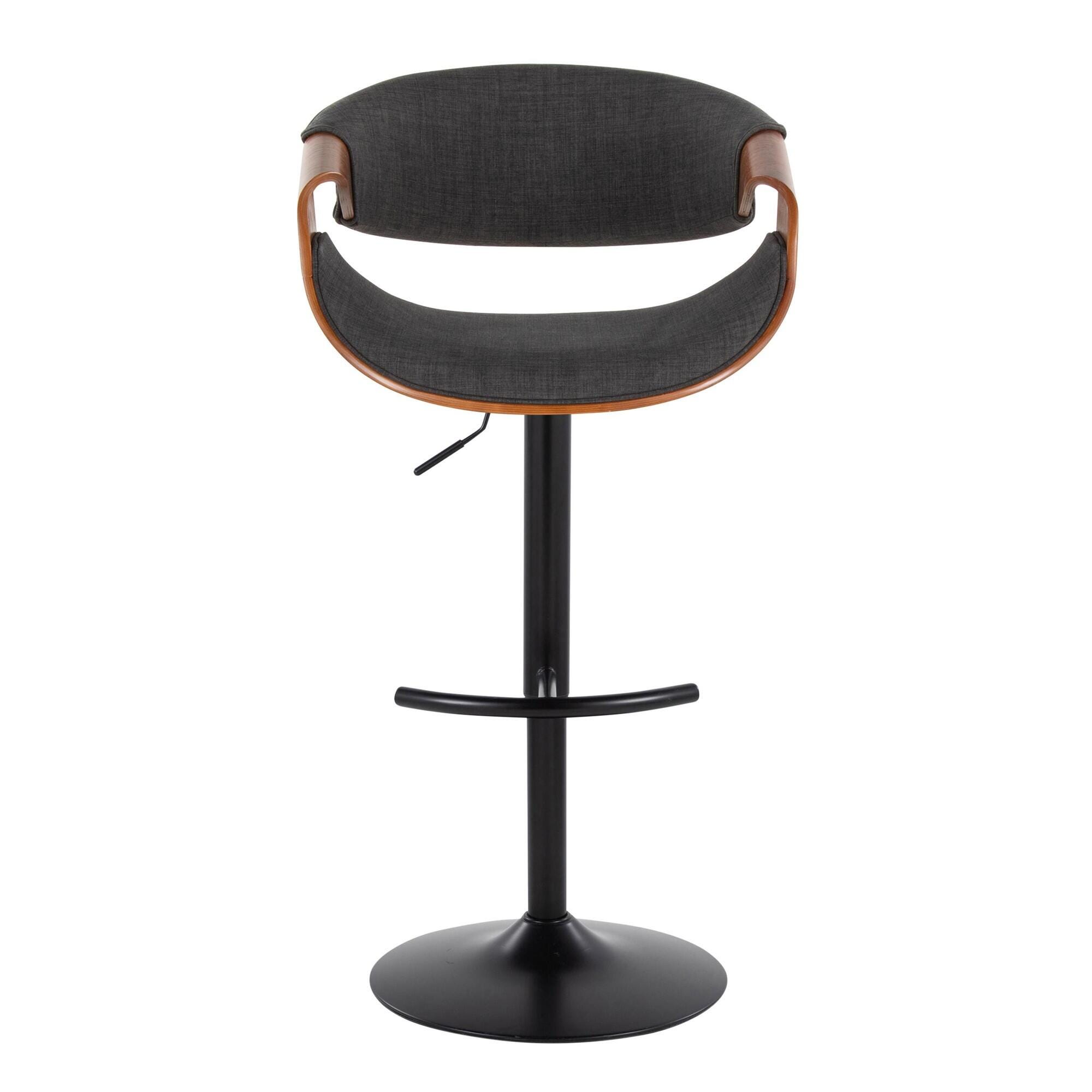 LumiSource Curvo Adjustable Barstool (Set of 2), Charcoal/Black, large