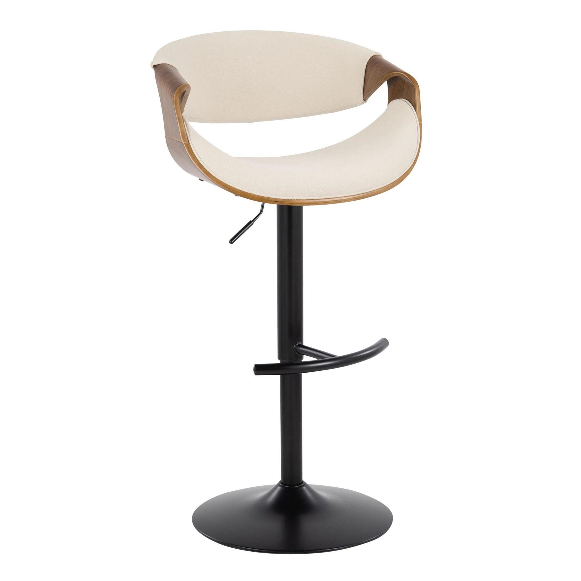 LumiSource Curvo Adjustable Barstool (Set of 2), Cream/Black, large