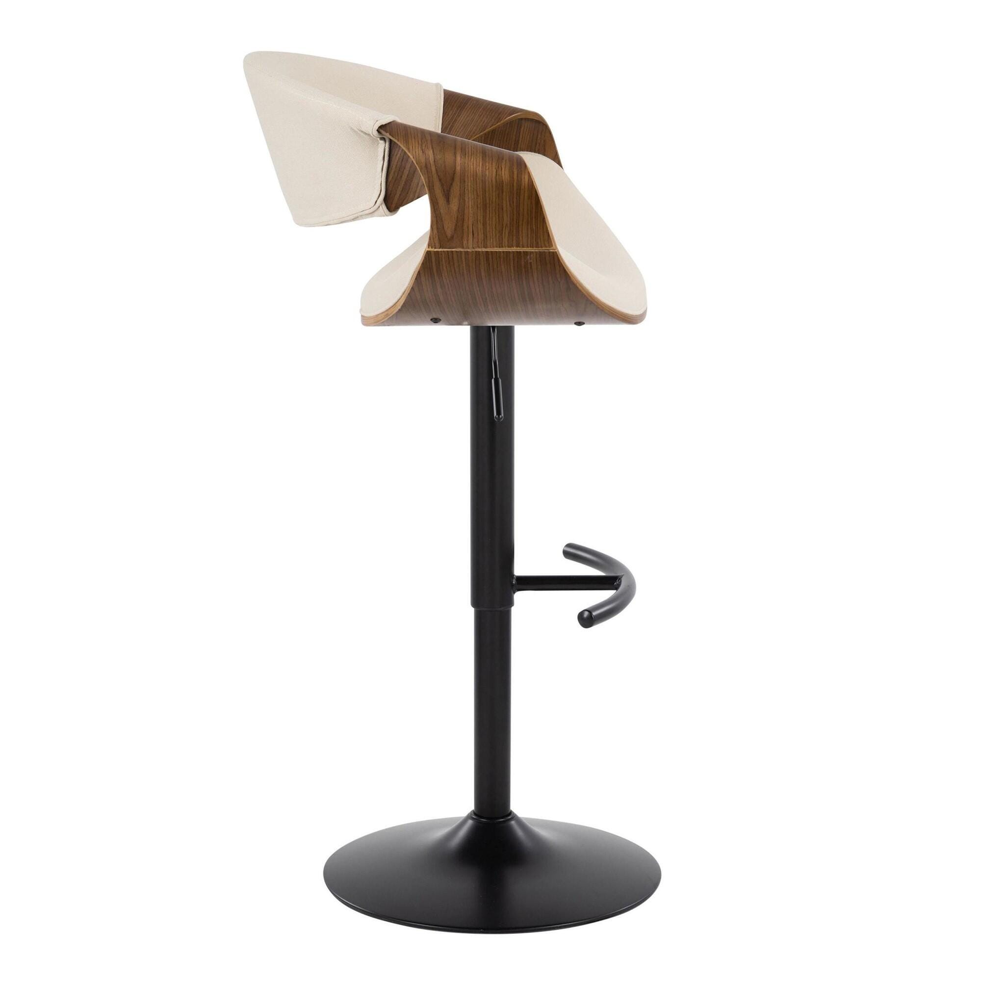 LumiSource Curvo Adjustable Barstool (Set of 2), Cream/Black, large