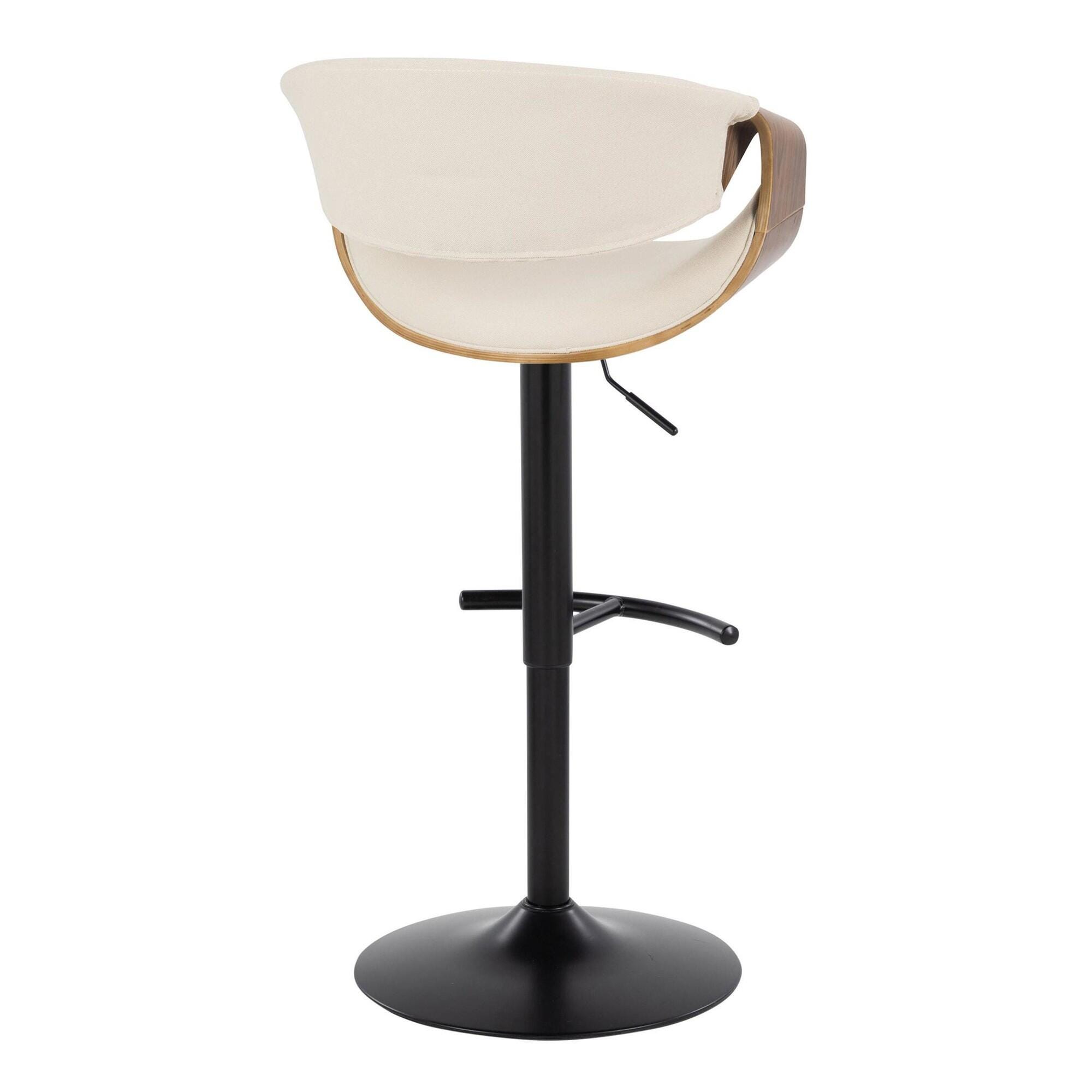 LumiSource Curvo Adjustable Barstool (Set of 2), Cream/Black, large