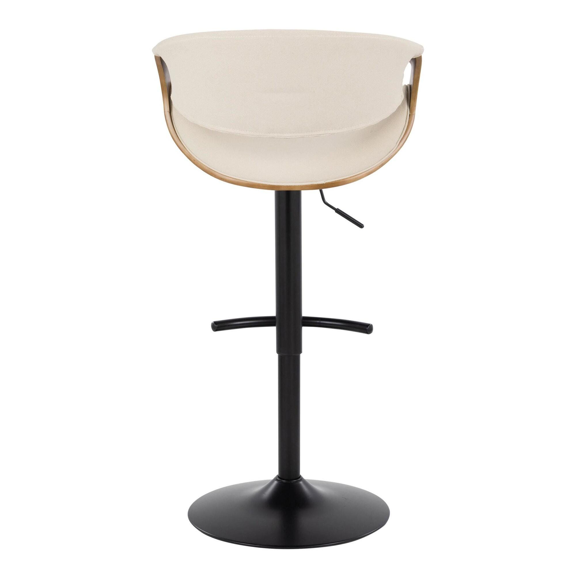 LumiSource Curvo Adjustable Barstool (Set of 2), Cream/Black, large