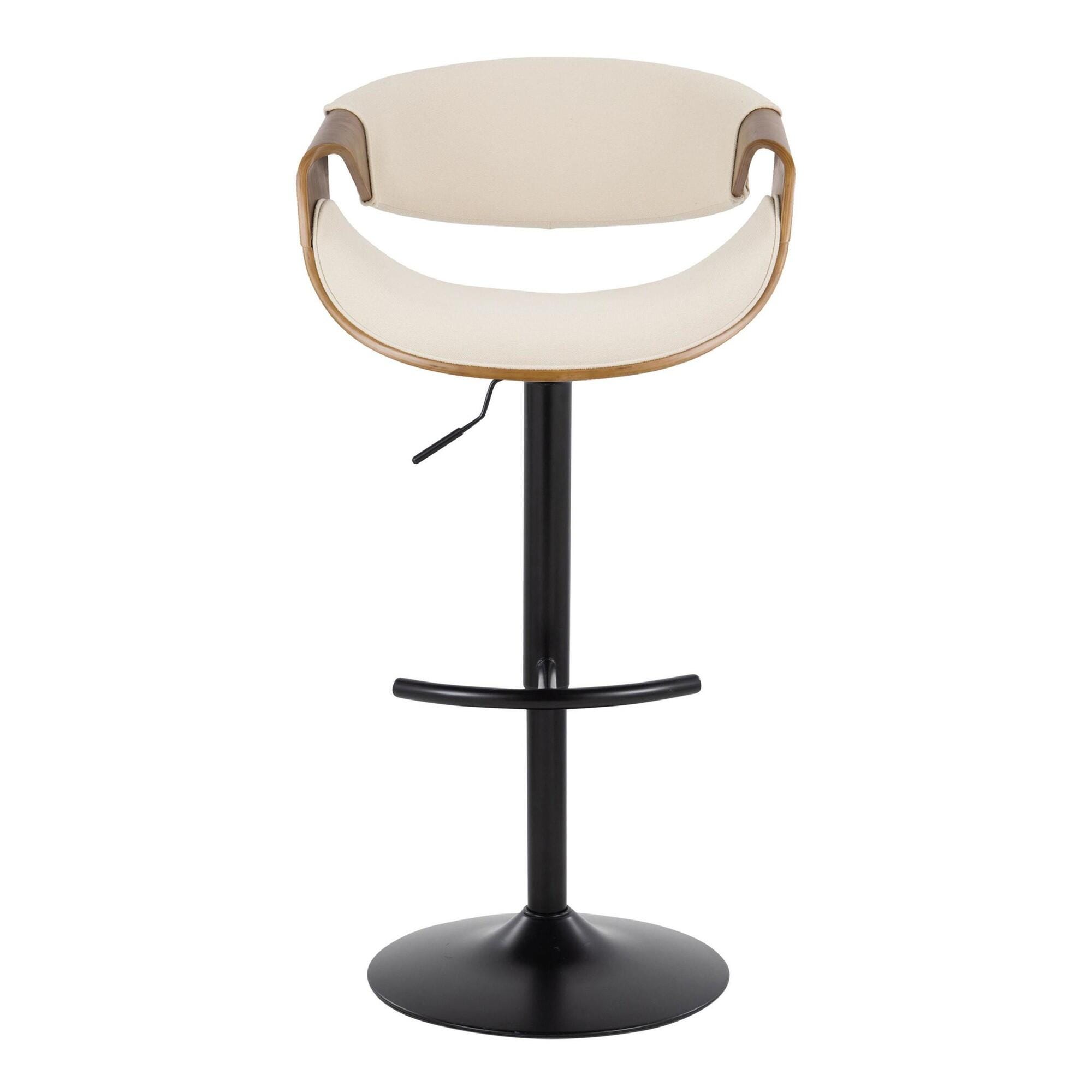 LumiSource Curvo Adjustable Barstool (Set of 2), Cream/Black, large