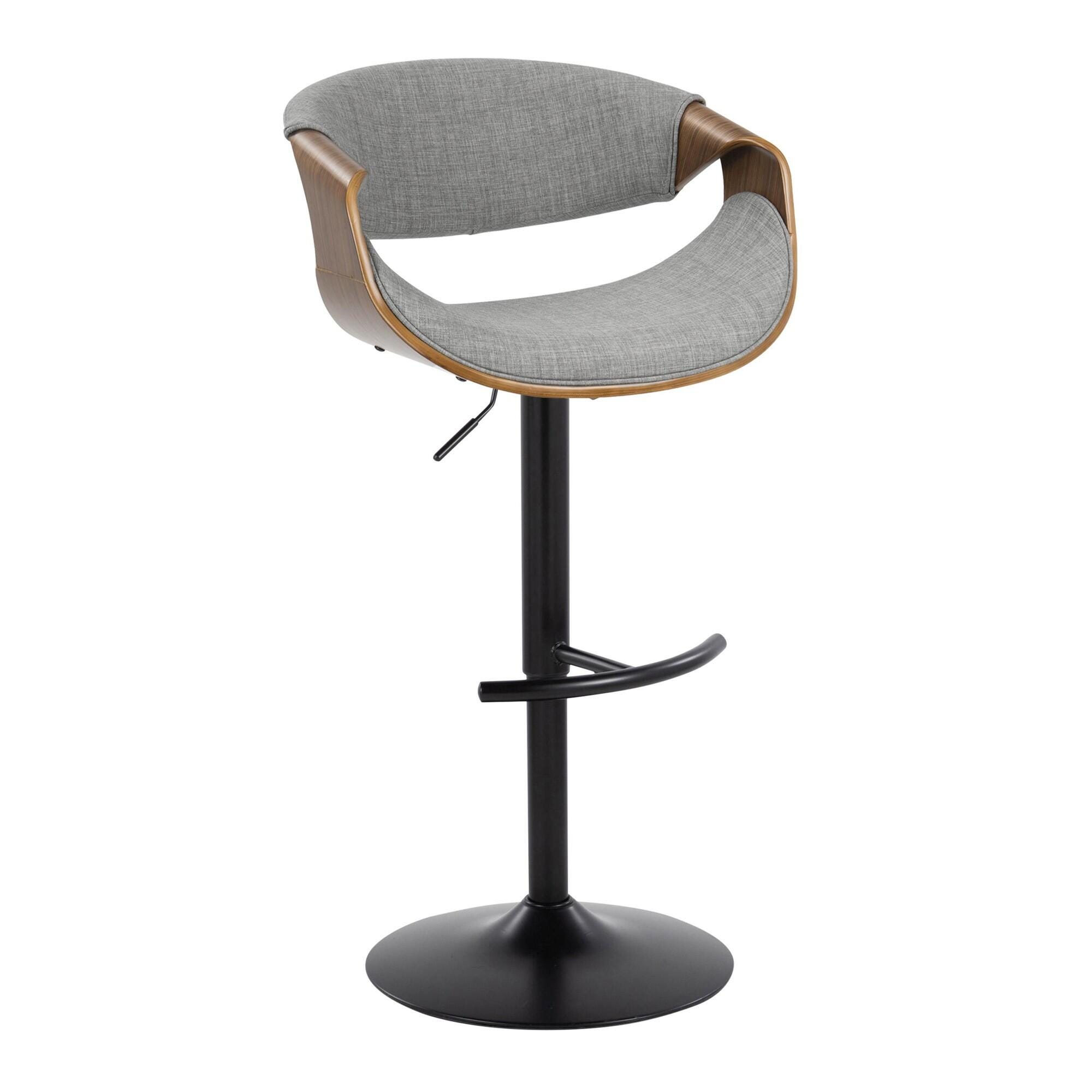 LumiSource Curvo Adjustable Barstool (Set of 2), Gray, large