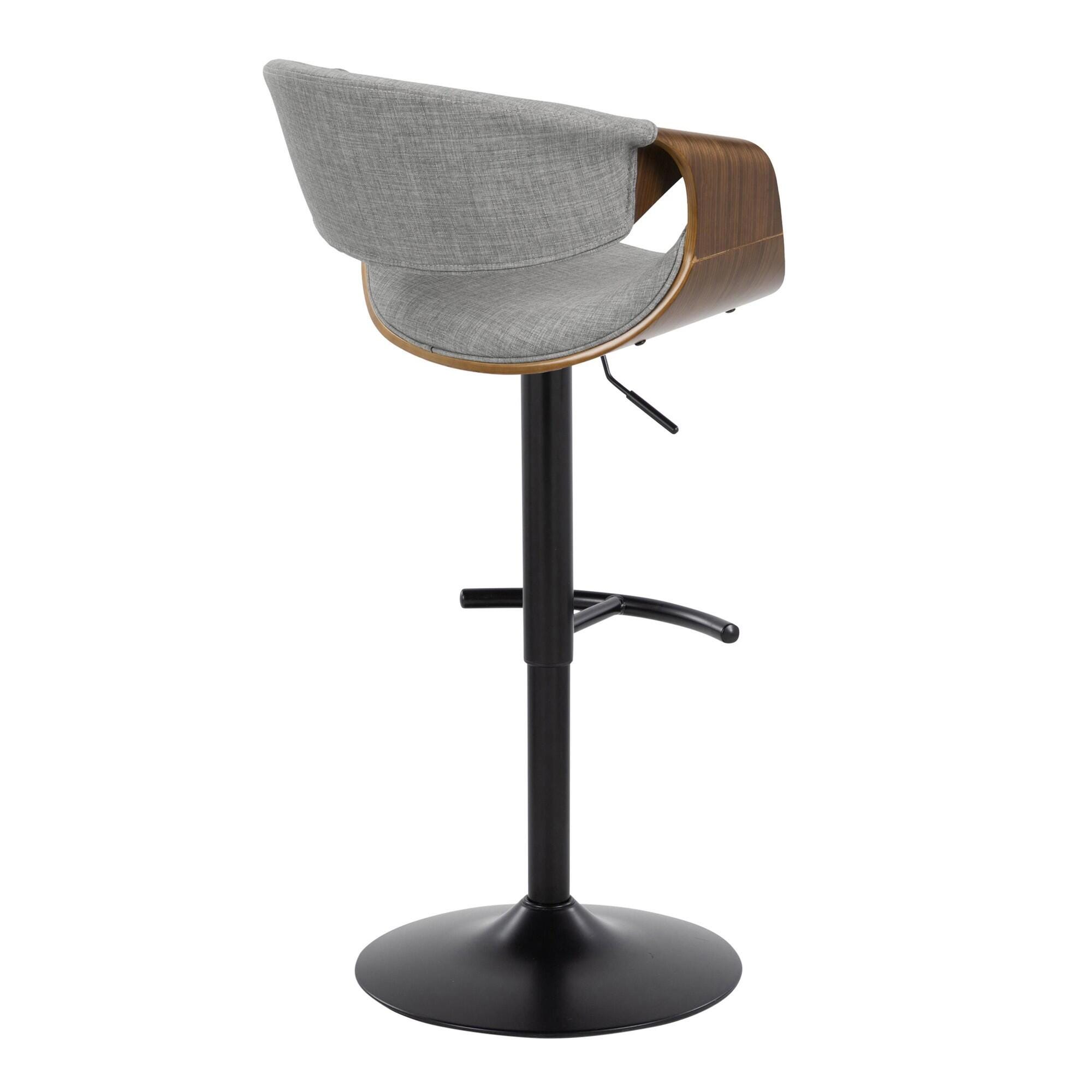 LumiSource Curvo Adjustable Barstool (Set of 2), Gray, large