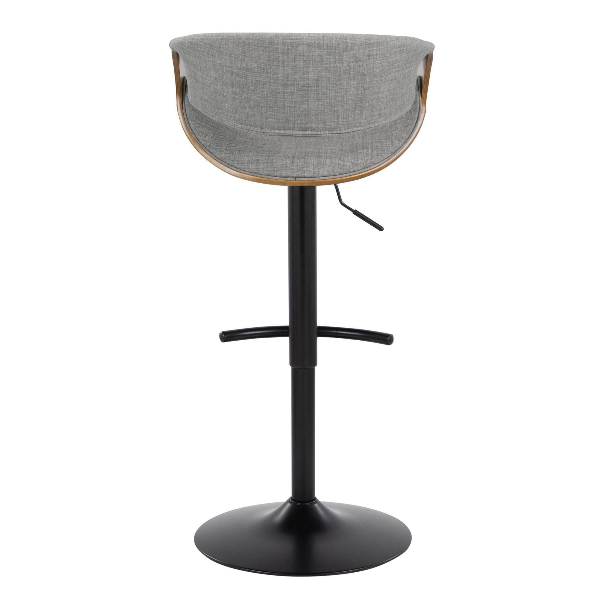 LumiSource Curvo Adjustable Barstool (Set of 2), Gray, large