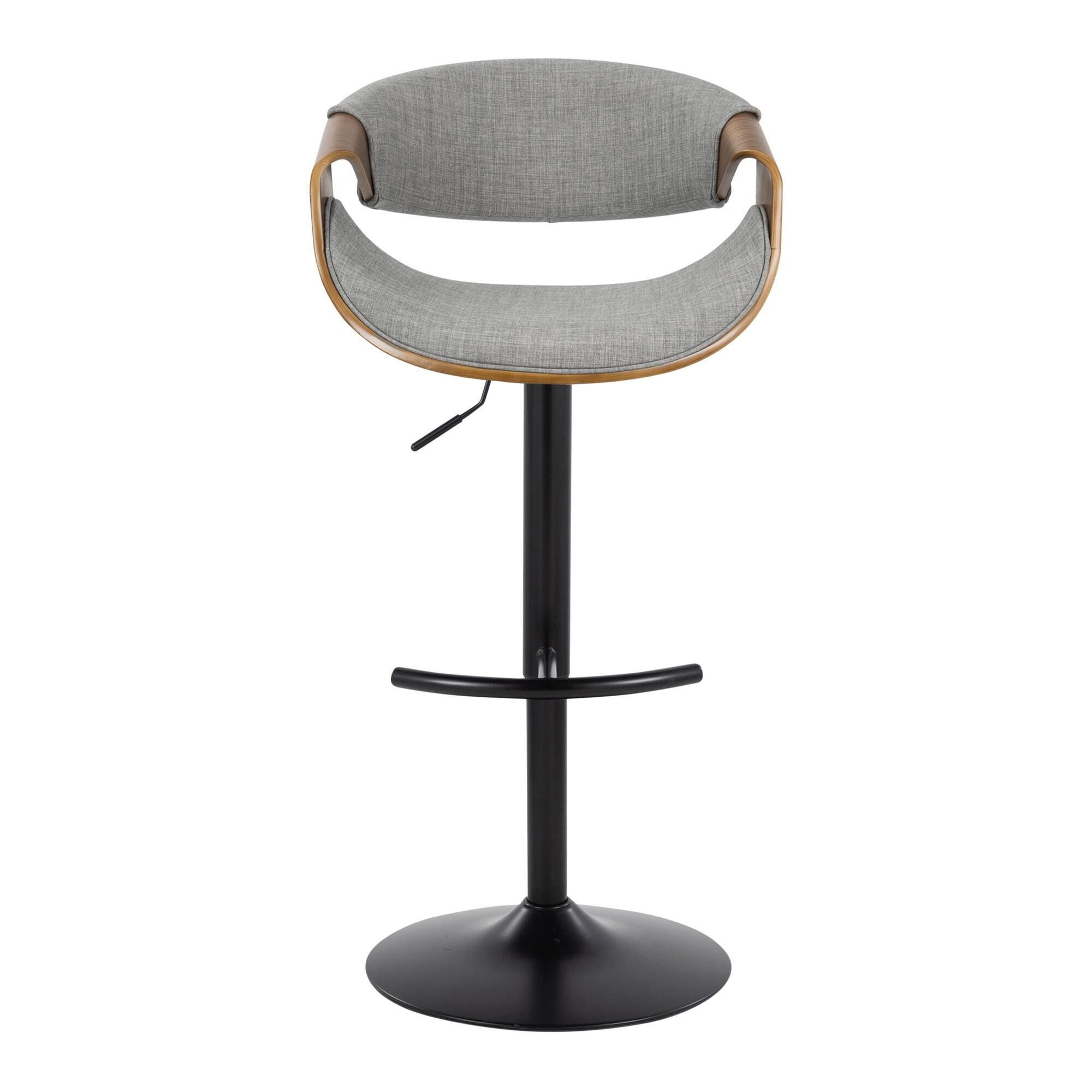 LumiSource Curvo Adjustable Barstool (Set of 2), Gray, large