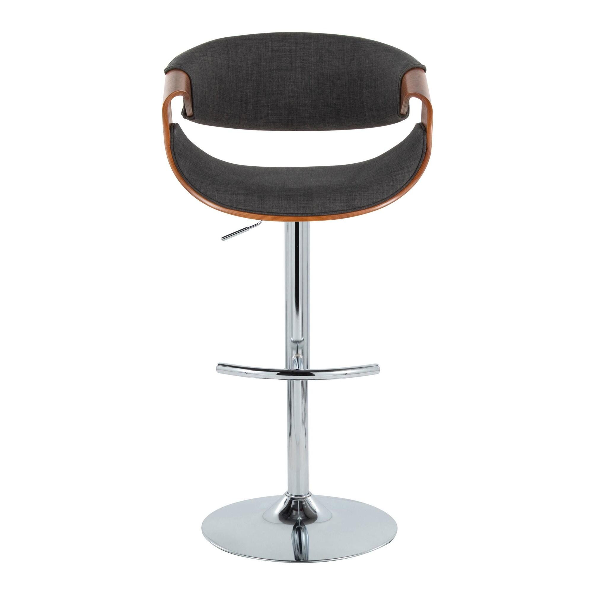 LumiSource Curvo Adjustable Barstool (Set of 2), Charcoal/Chrome, large