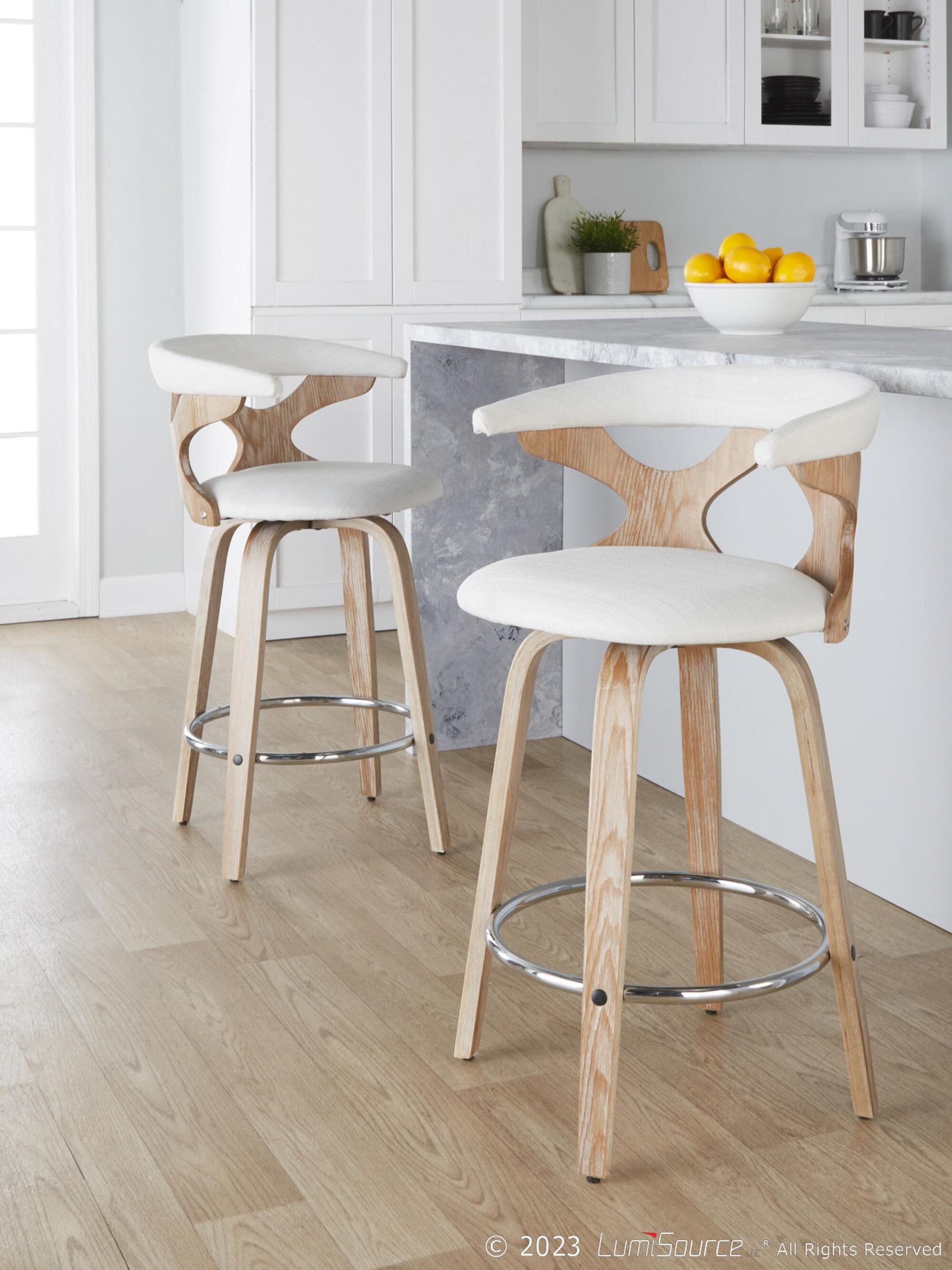 LumiSource Gardenia Counter Stool (Set of 2), Cream, rollover