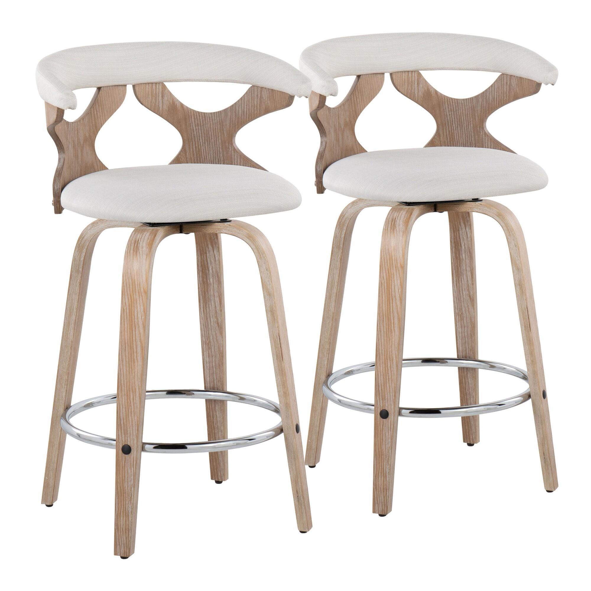 LumiSource Gardenia Counter Stool (Set of 2), Cream, large