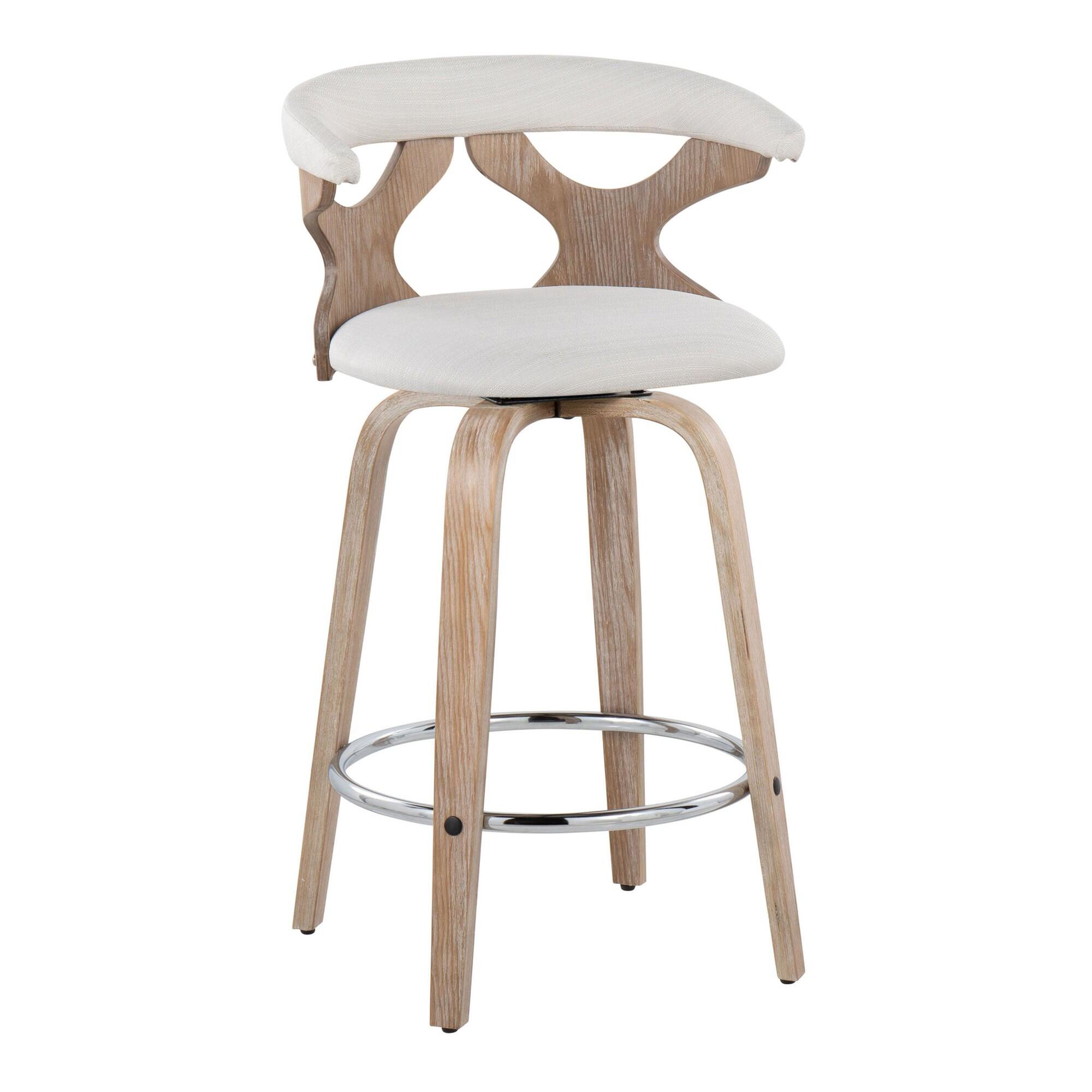 LumiSource Gardenia Counter Stool (Set of 2), Cream, large
