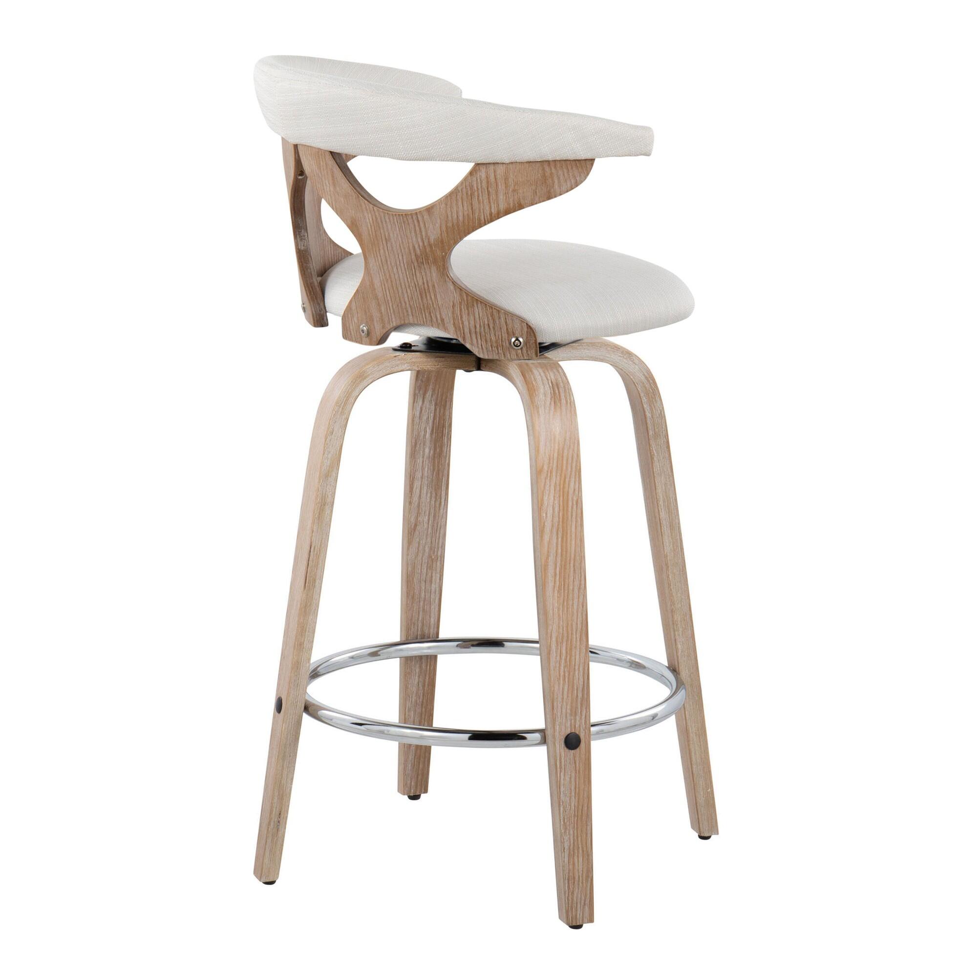 LumiSource Gardenia Counter Stool (Set of 2), Cream, large