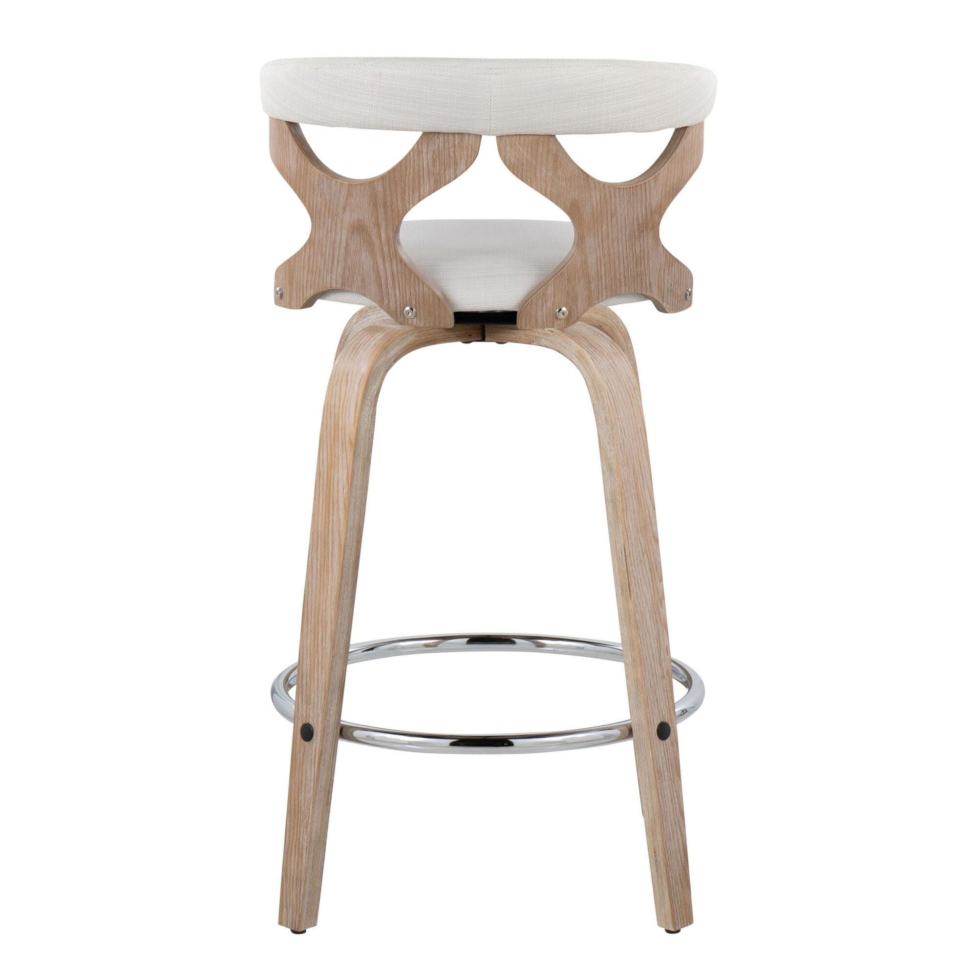 LumiSource Gardenia Counter Stool (Set of 2), Cream, large