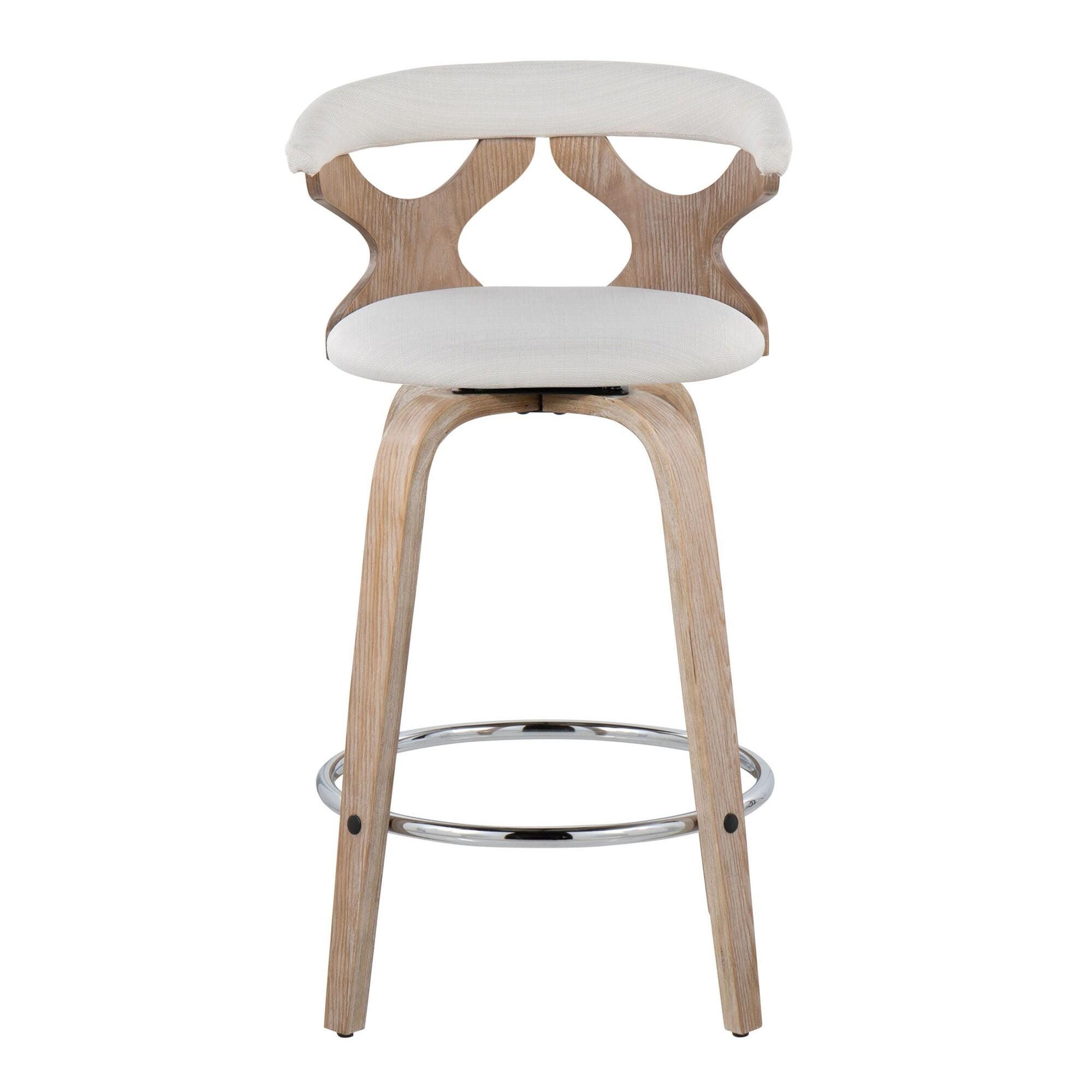 LumiSource Gardenia Counter Stool (Set of 2), Cream, large