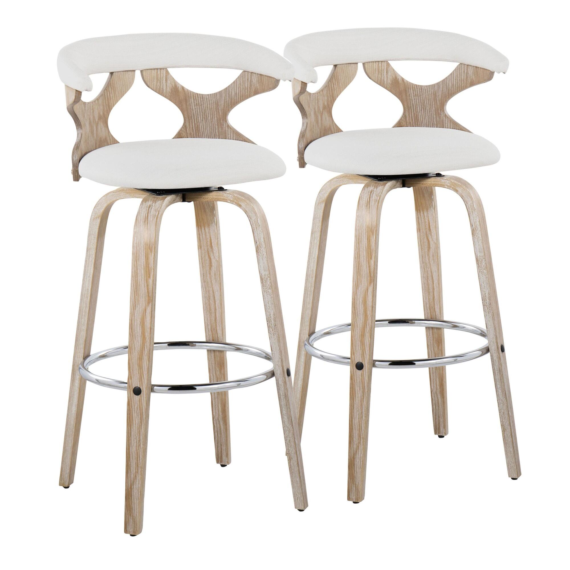 LumiSource Gardenia Barstool (Set of 2), Cream, large