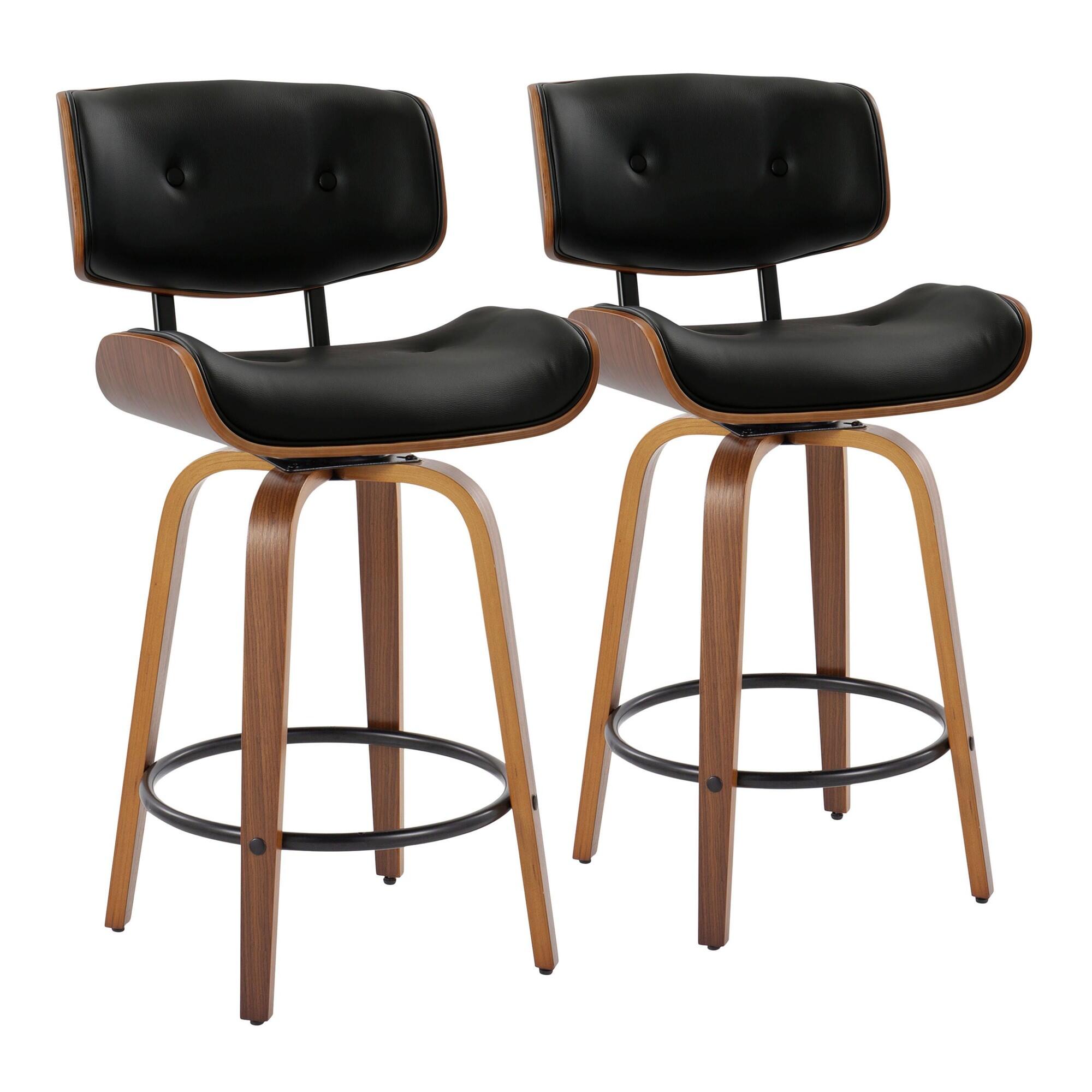 LumiSource Lombardi Counter Stool (Set of 2), Black, large