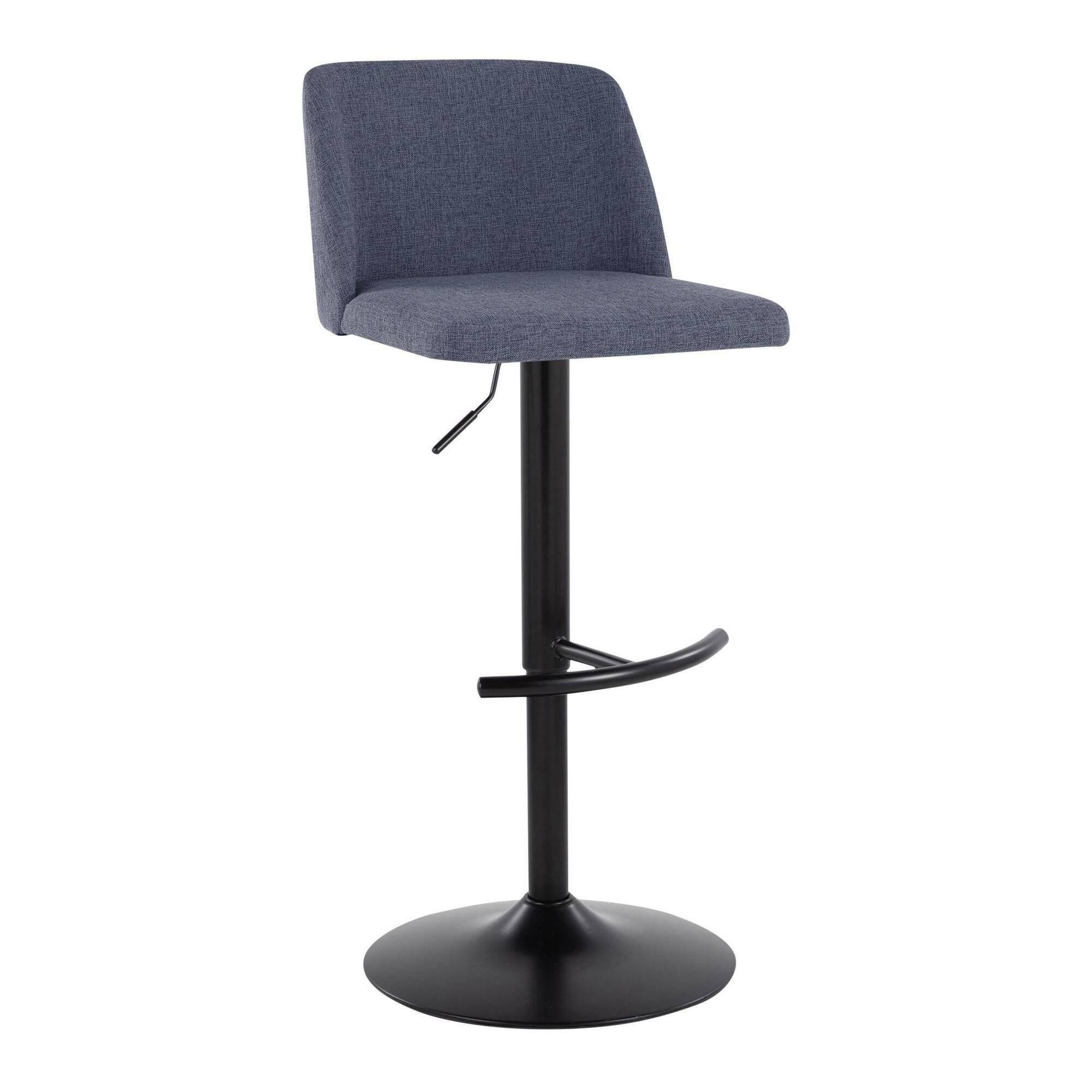 LumiSource Toriano Adjustable Barstool (Set of 2), Blue/Black, large