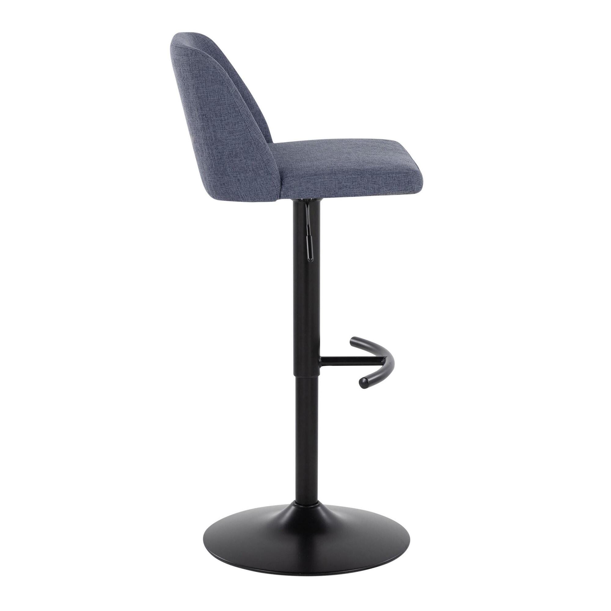 LumiSource Toriano Adjustable Barstool (Set of 2), Blue/Black, large