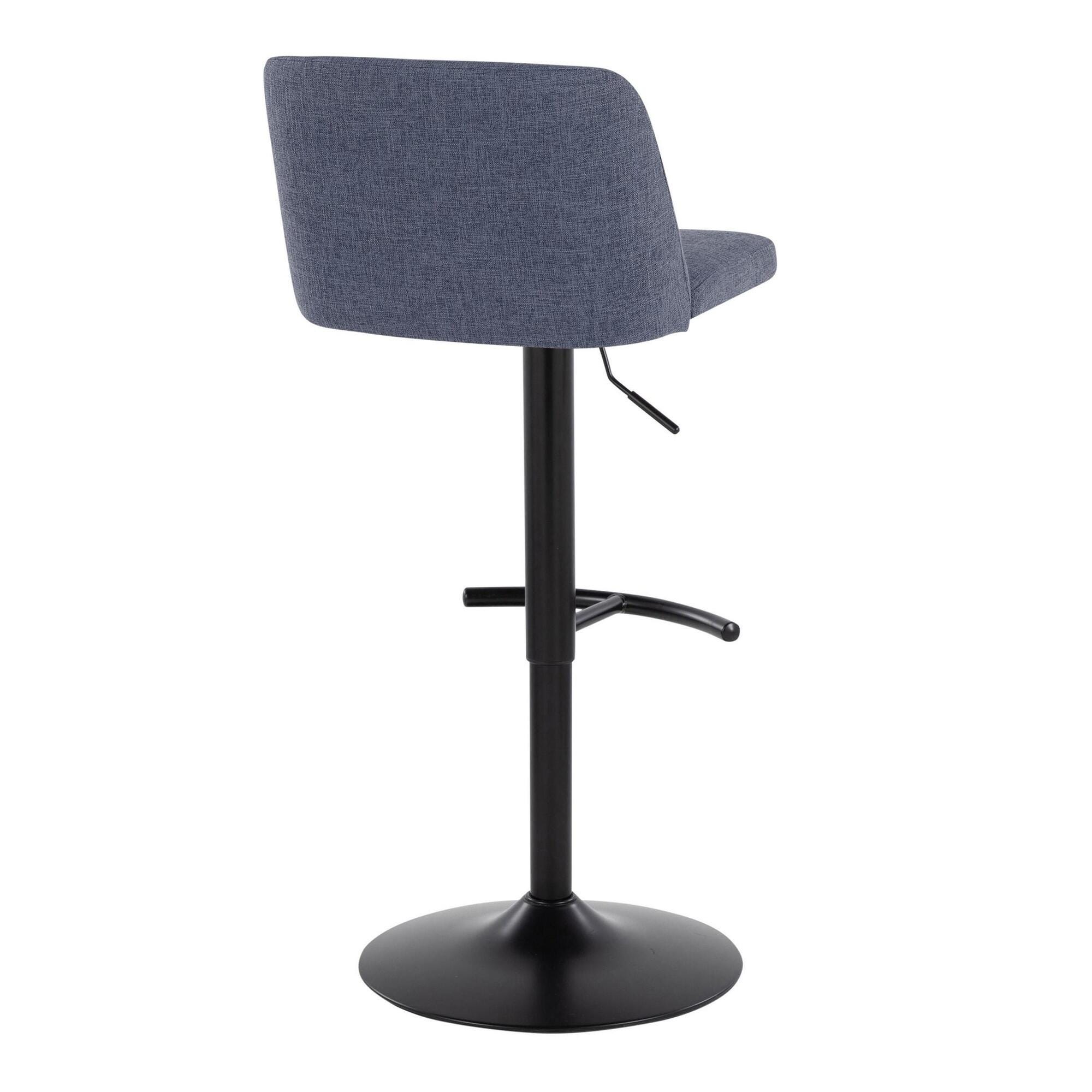 LumiSource Toriano Adjustable Barstool (Set of 2), Blue/Black, large