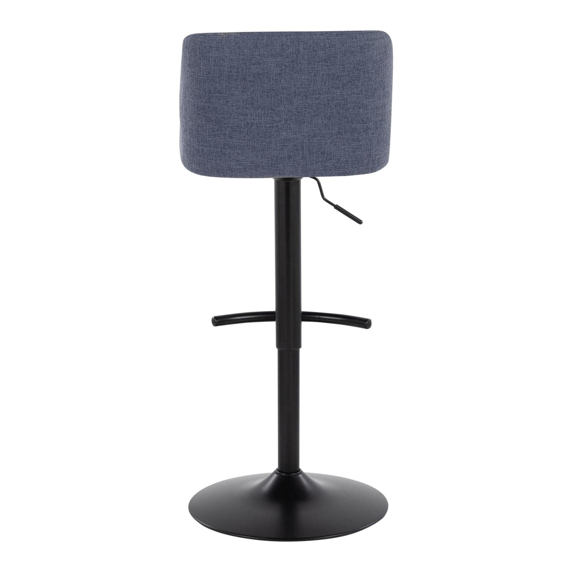 LumiSource Toriano Adjustable Barstool (Set of 2), Blue/Black, large