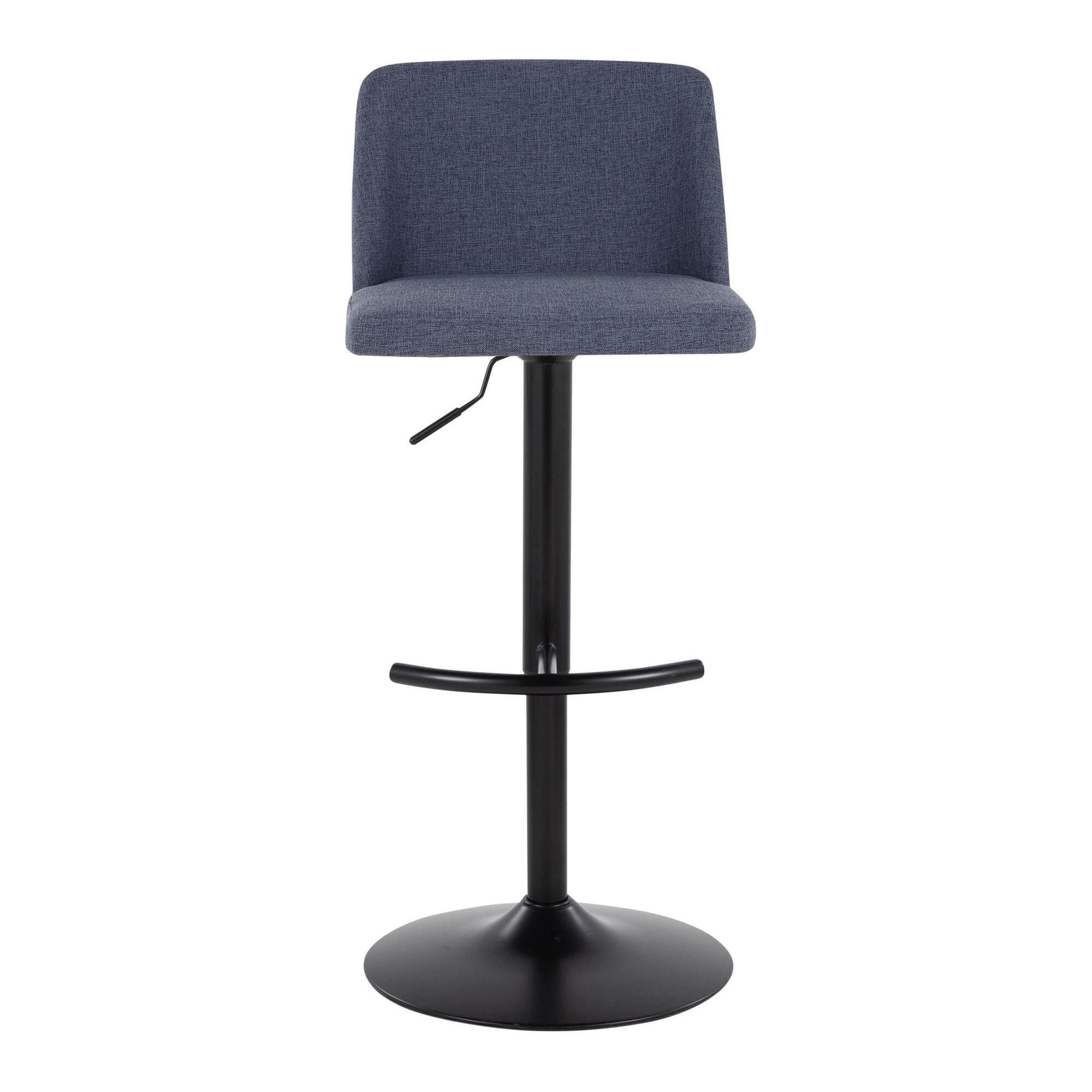 LumiSource Toriano Adjustable Barstool (Set of 2), Blue/Black, large