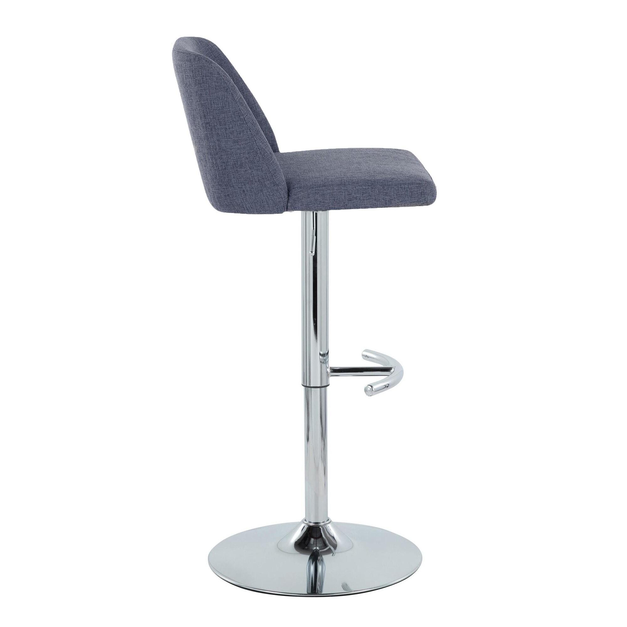 LumiSource Toriano Adjustable Barstool (Set of 2), Blue/Chrome, large