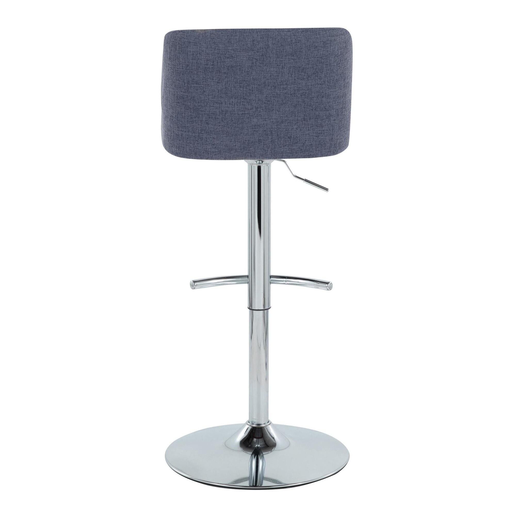 LumiSource Toriano Adjustable Barstool (Set of 2), Blue/Chrome, large