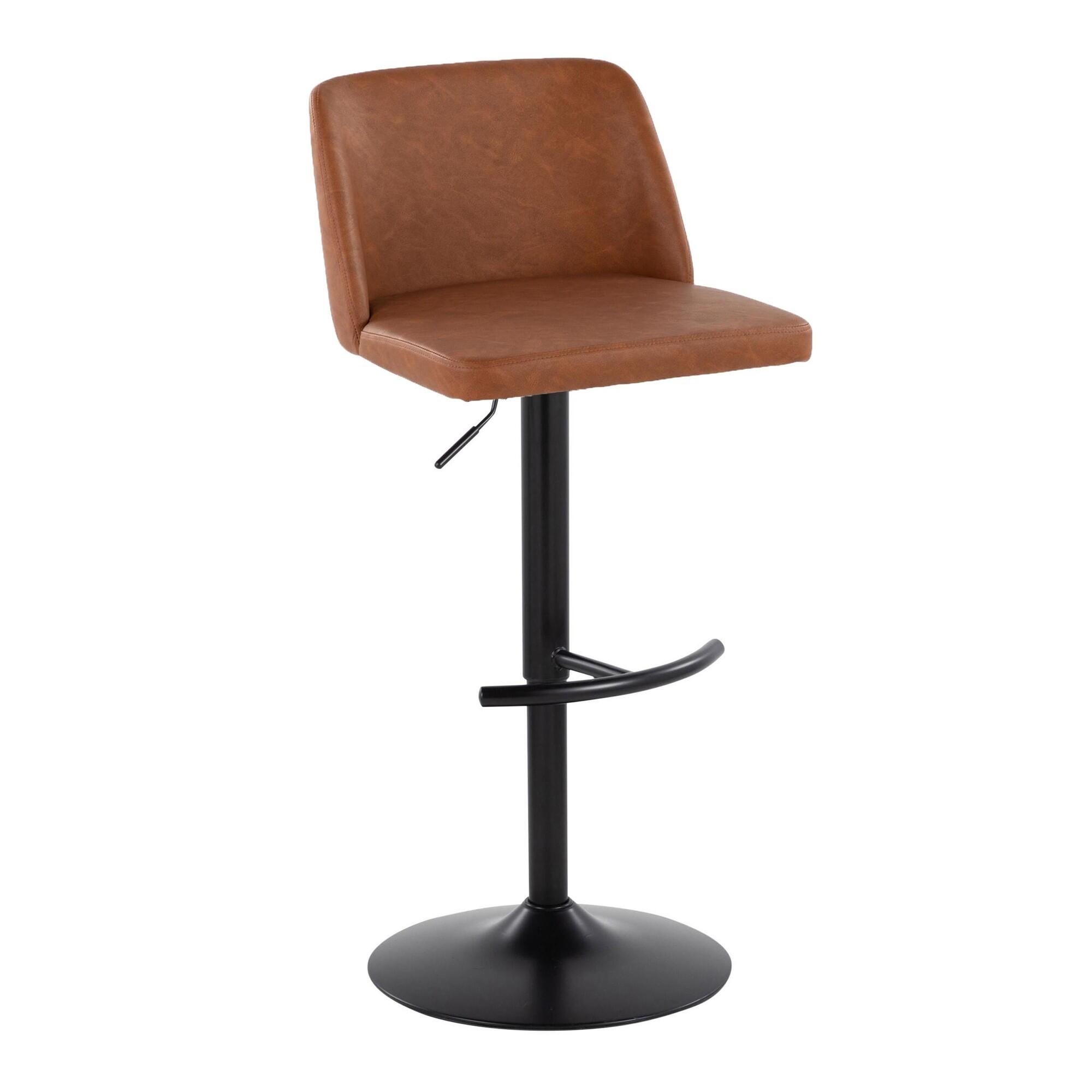 LumiSource Toriano Adjustable Barstool (Set of 2), Camel/Black, large