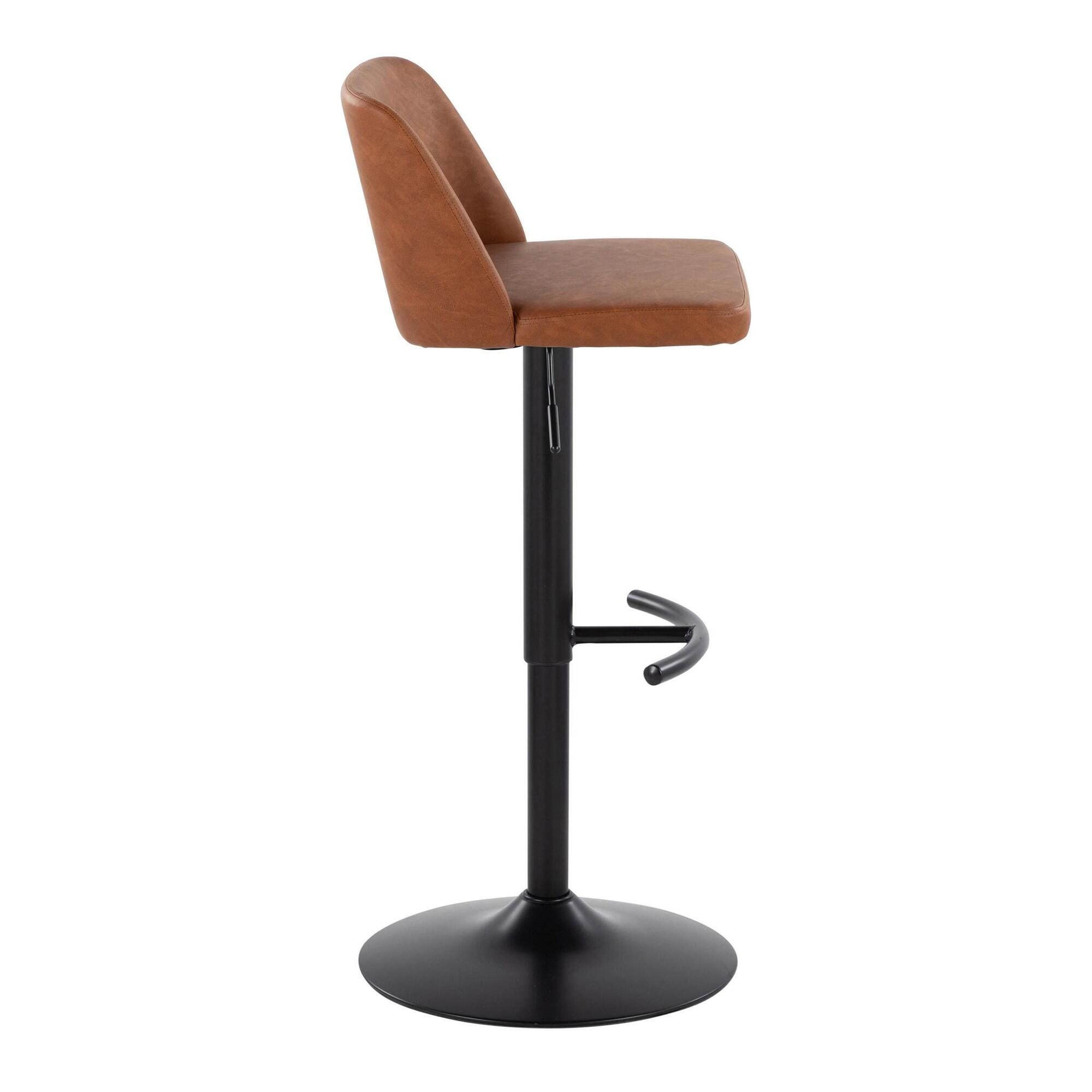 LumiSource Toriano Adjustable Barstool (Set of 2), Camel/Black, large