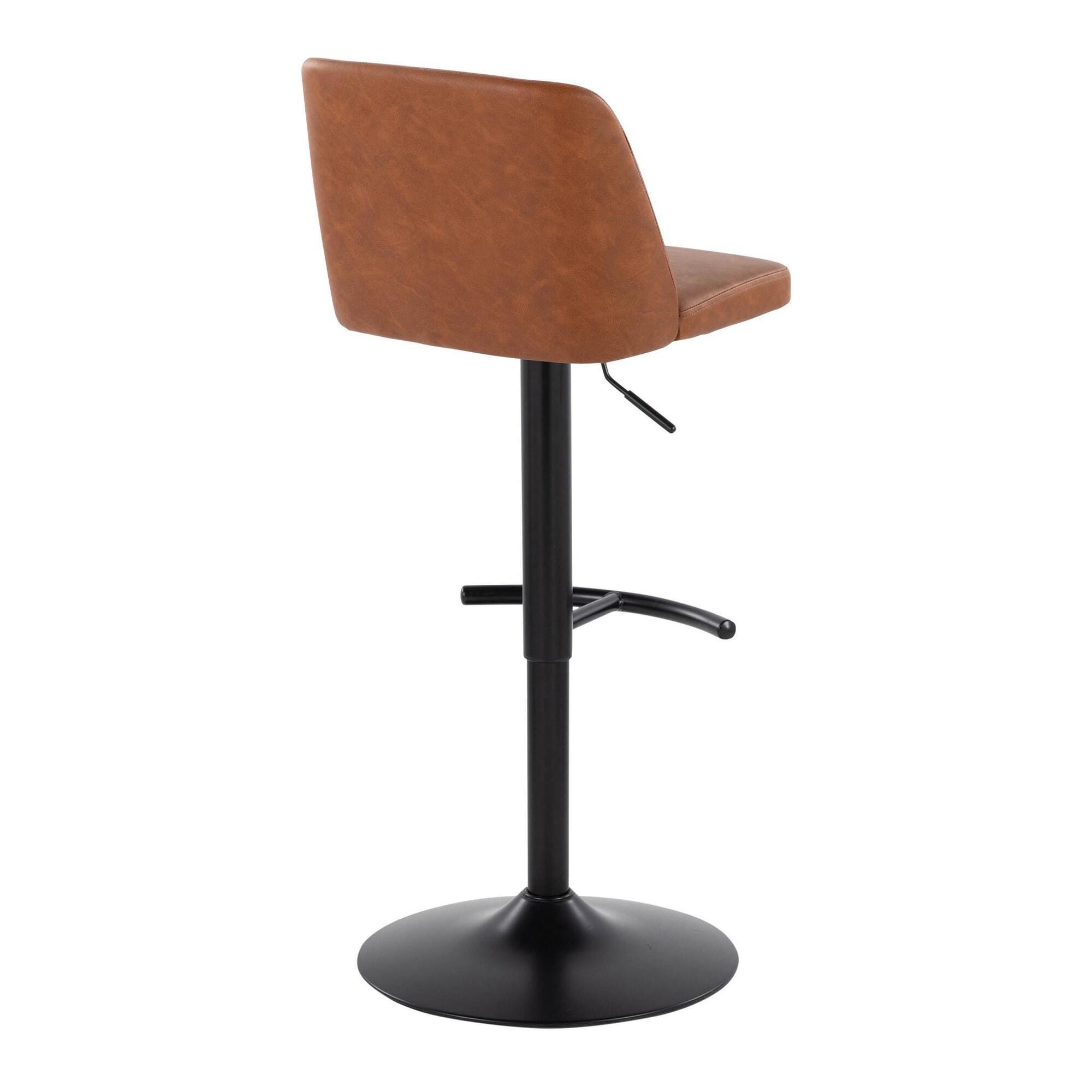 LumiSource Toriano Adjustable Barstool (Set of 2), Camel/Black, large