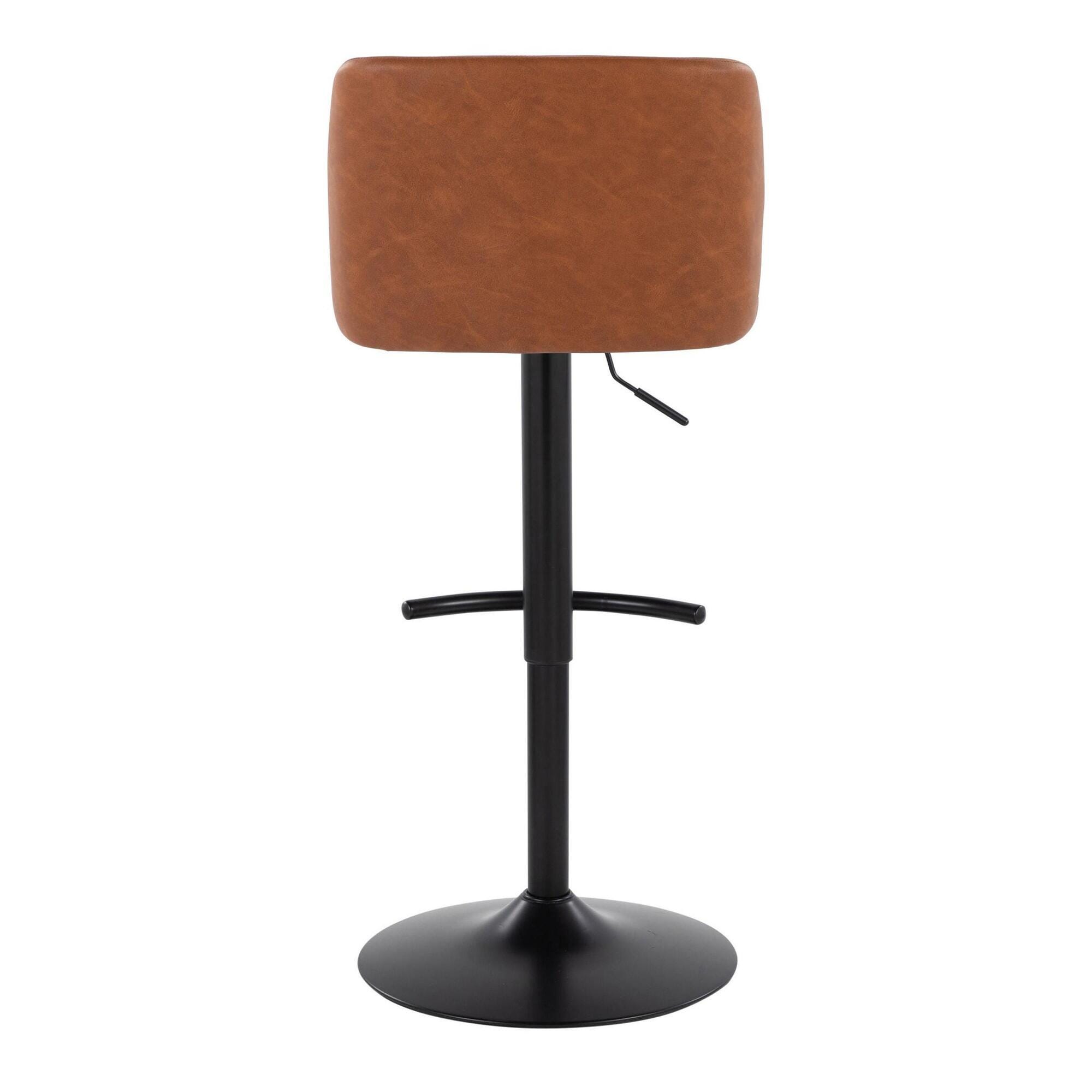 LumiSource Toriano Adjustable Barstool (Set of 2), Camel/Black, large