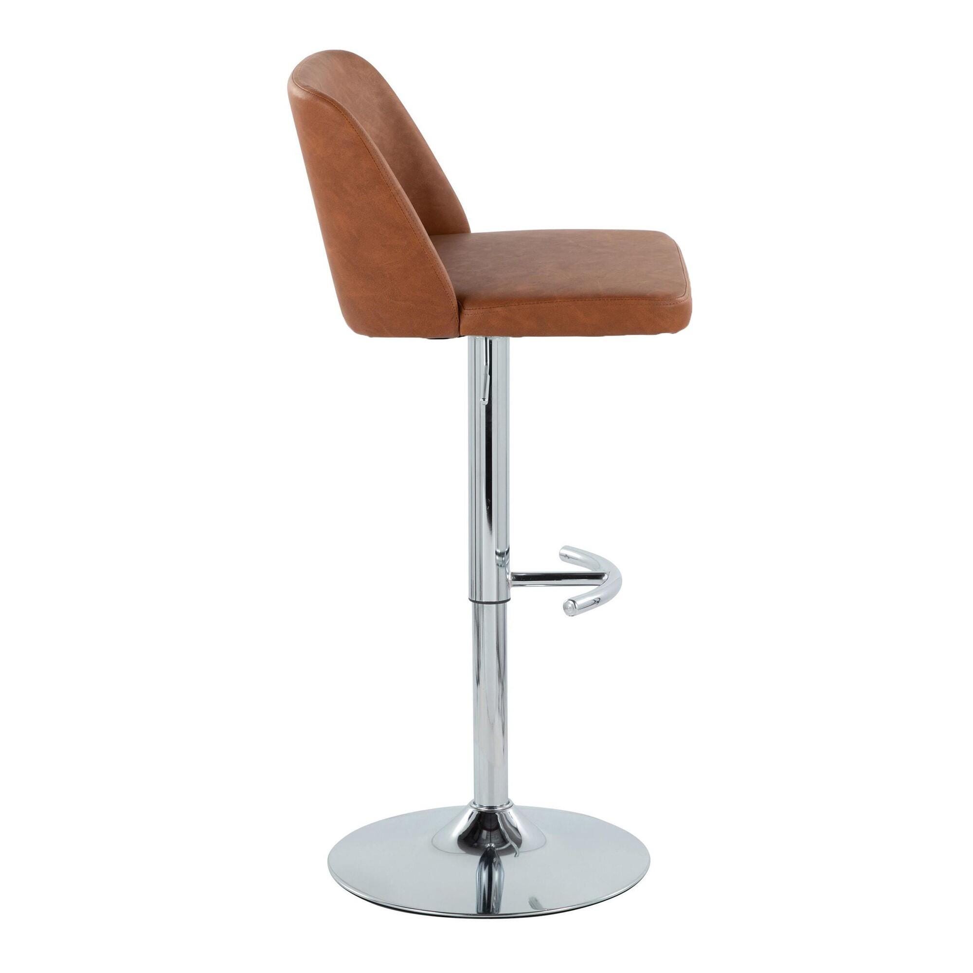 LumiSource Toriano Adjustable Barstool (Set of 2), Camel/Chrome, large