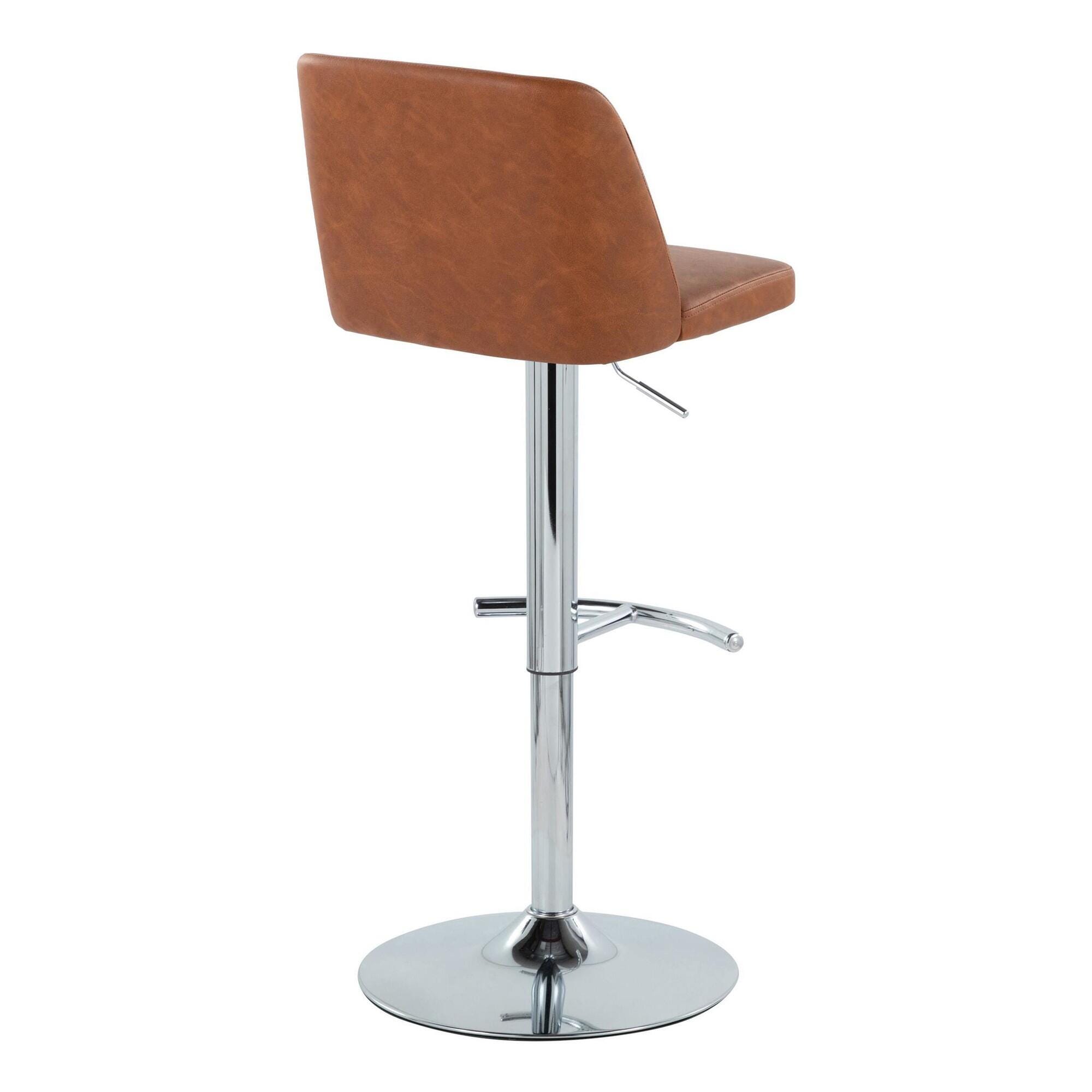 LumiSource Toriano Adjustable Barstool (Set of 2), Camel/Chrome, large