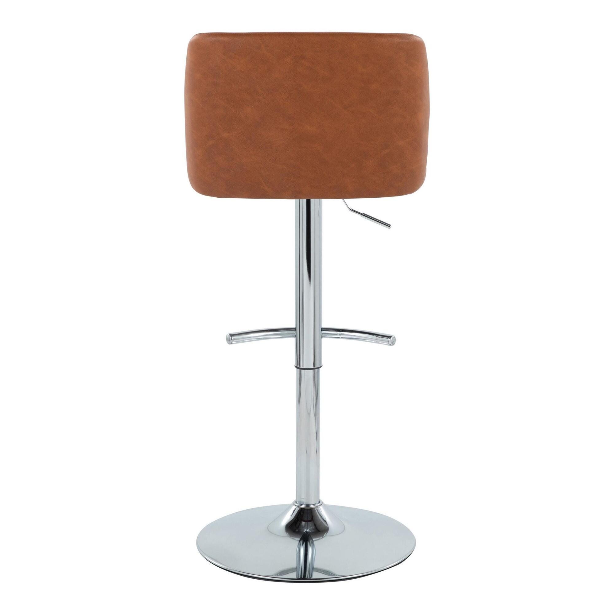LumiSource Toriano Adjustable Barstool (Set of 2), Camel/Chrome, large