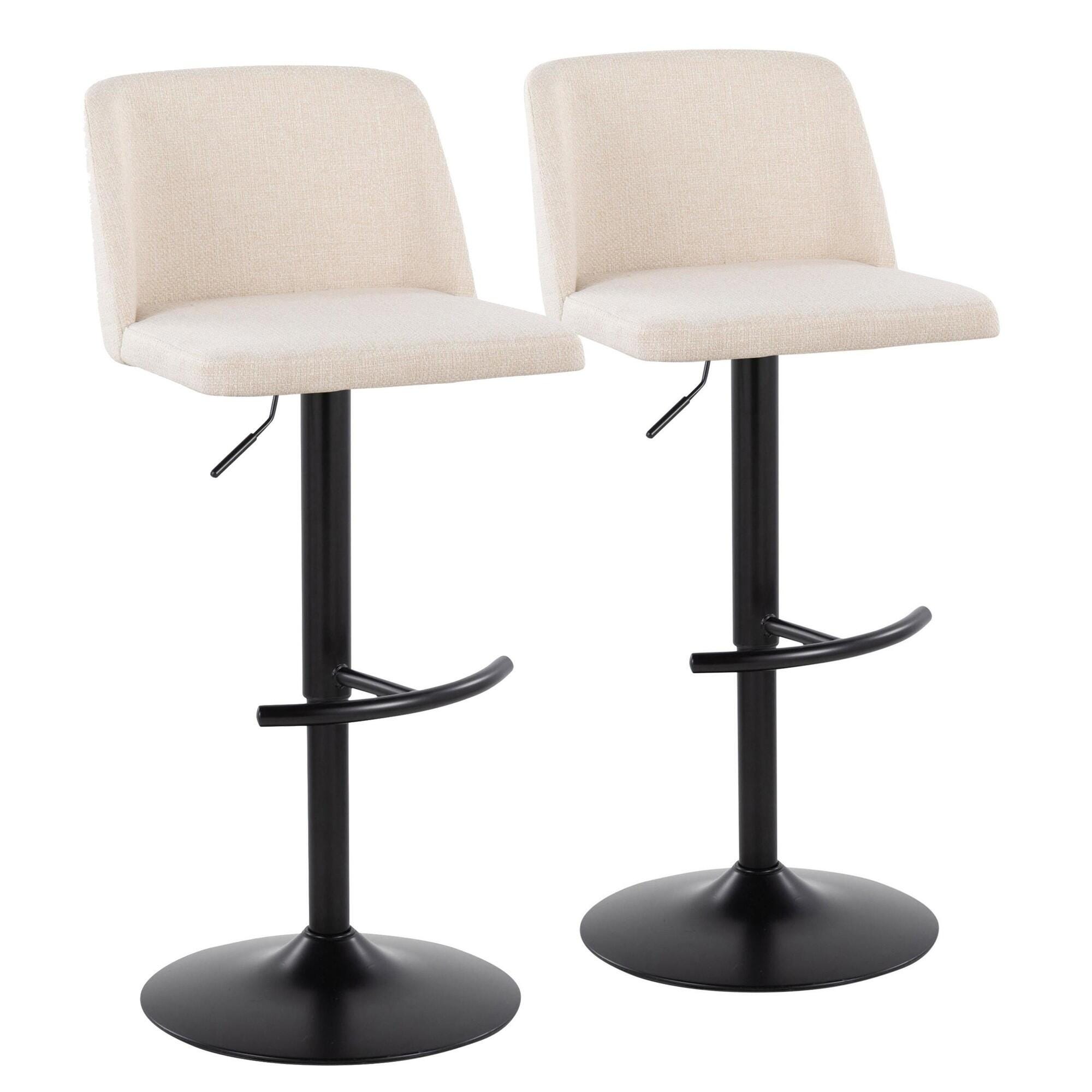 LumiSource Toriano Adjustable Barstool (Set of 2), Cream/Black, large