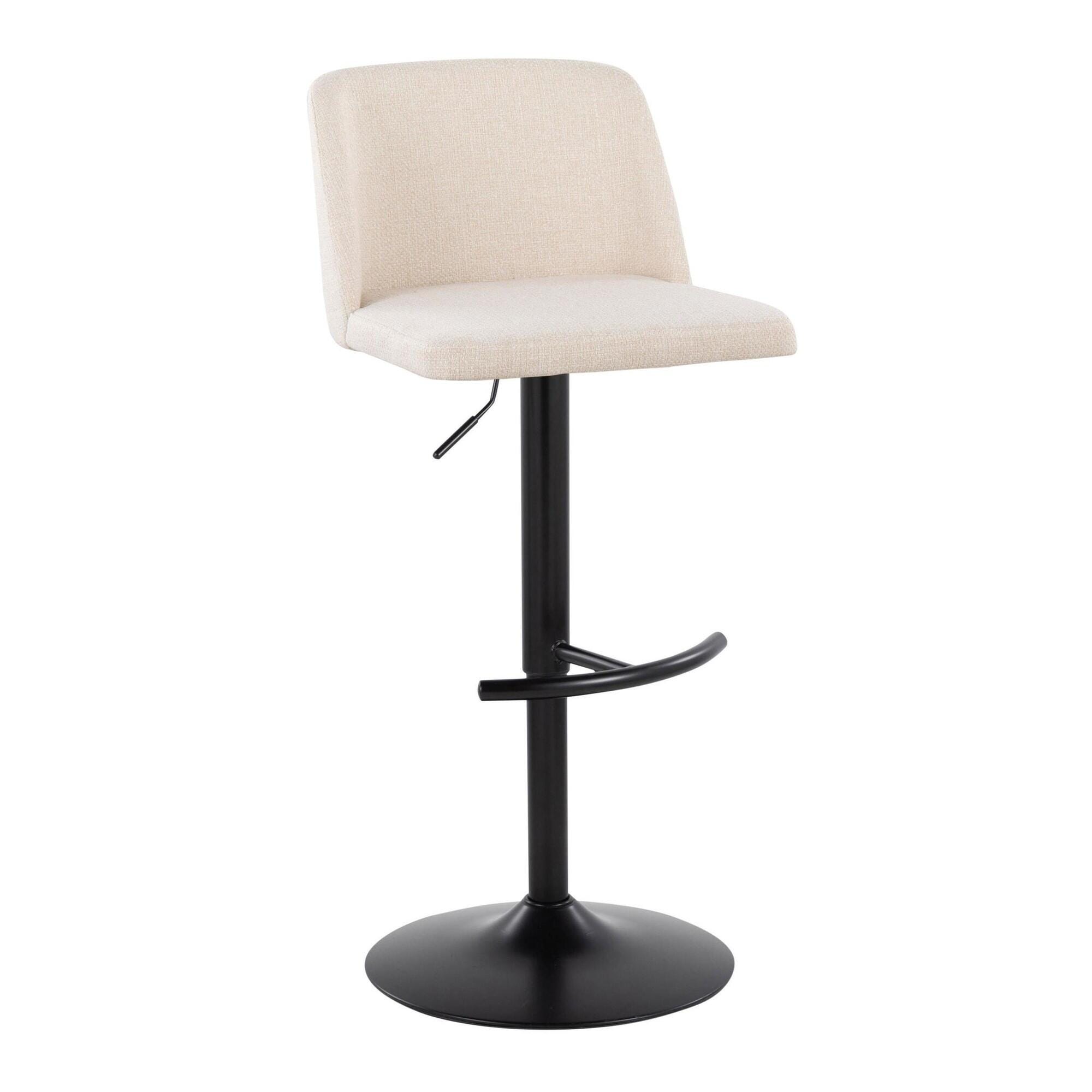 LumiSource Toriano Adjustable Barstool (Set of 2), Cream/Black, large